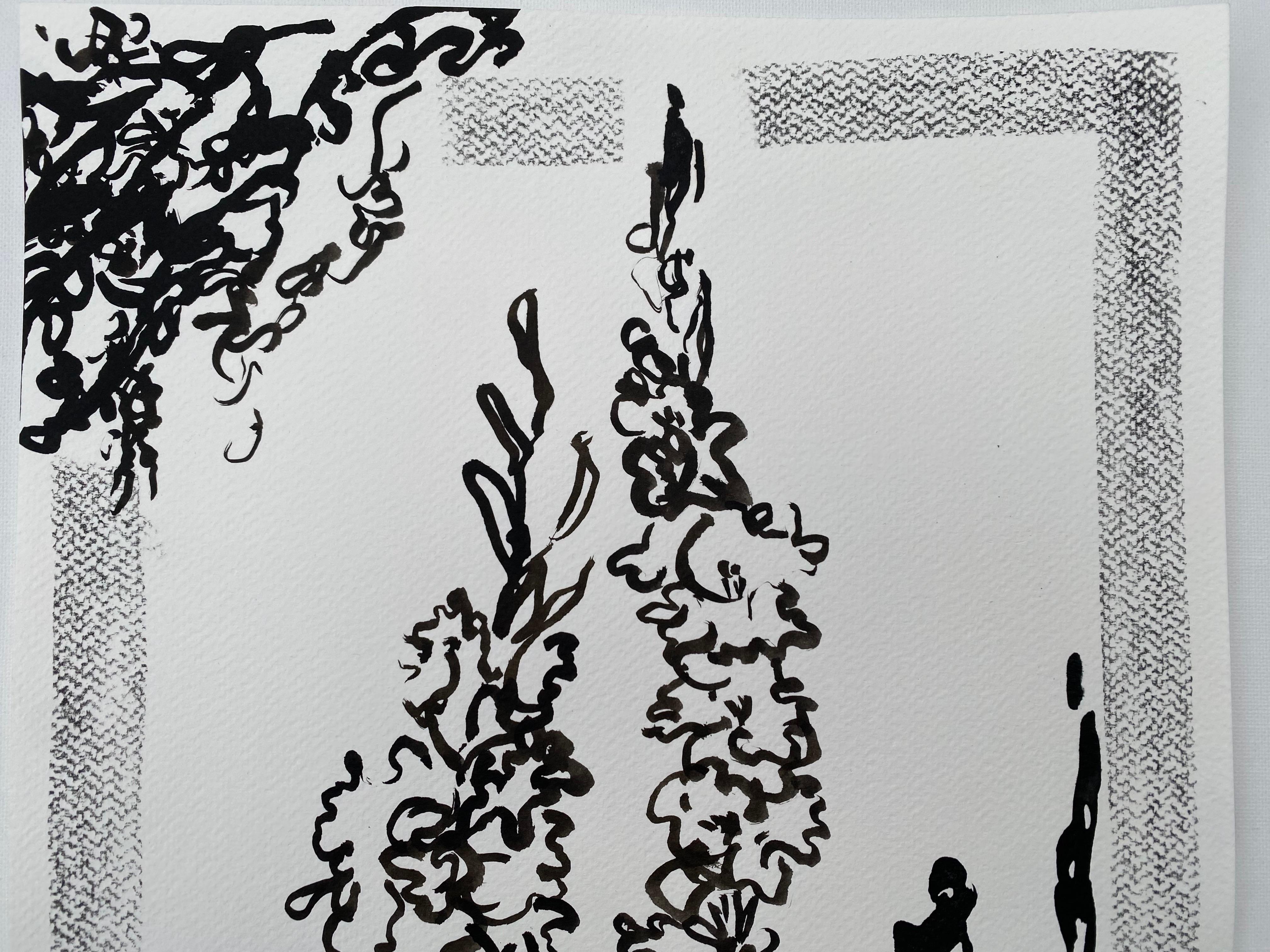 Original-Drawing Time Series-Gladiolus PleinAir-Brit, ausgezeichnete Künstlerin-Tinte auf Papier im Angebot 9