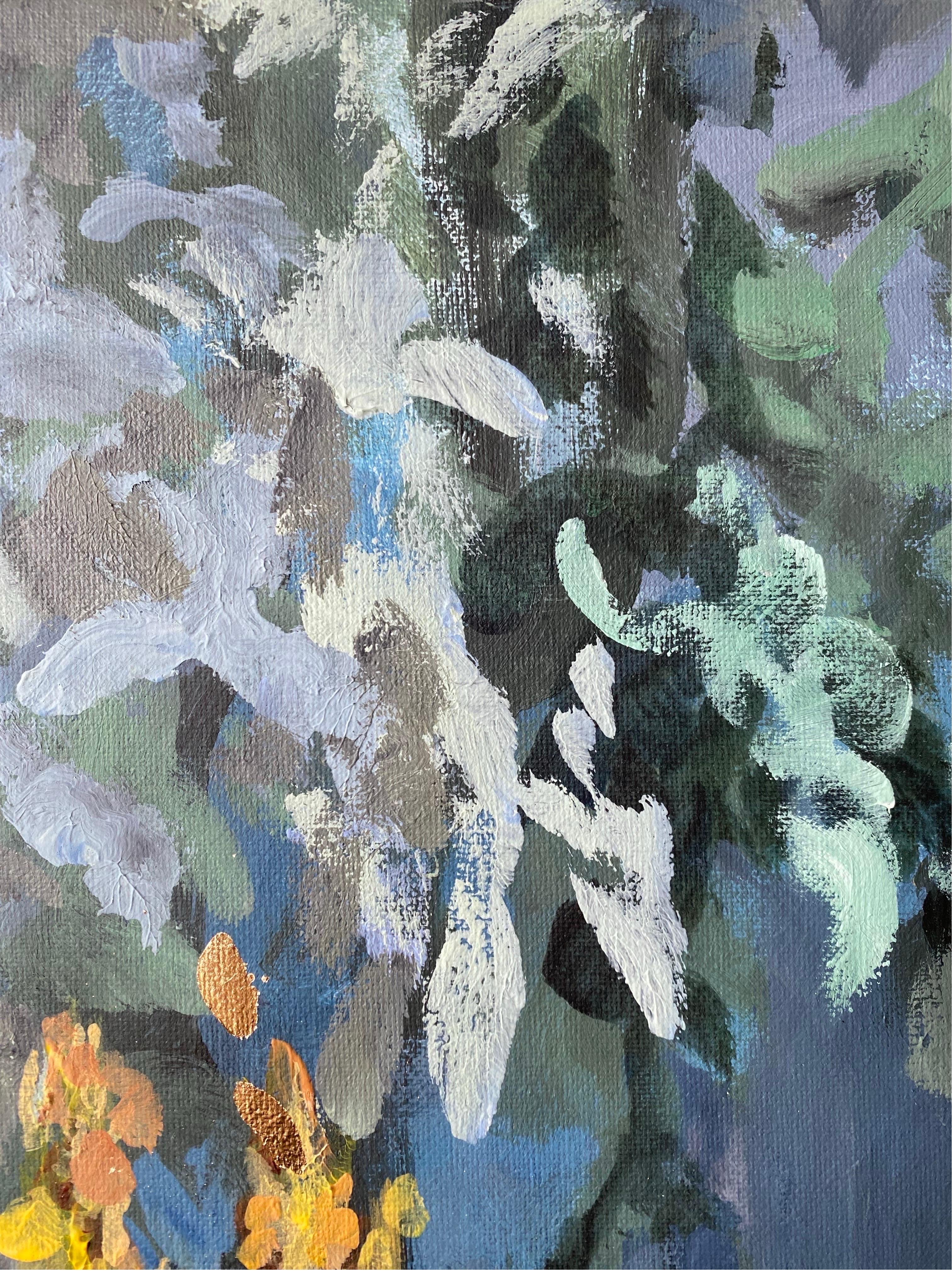 Original-Summer Night-British School-Awarded Artist-gold leaf, huile sur toile 9