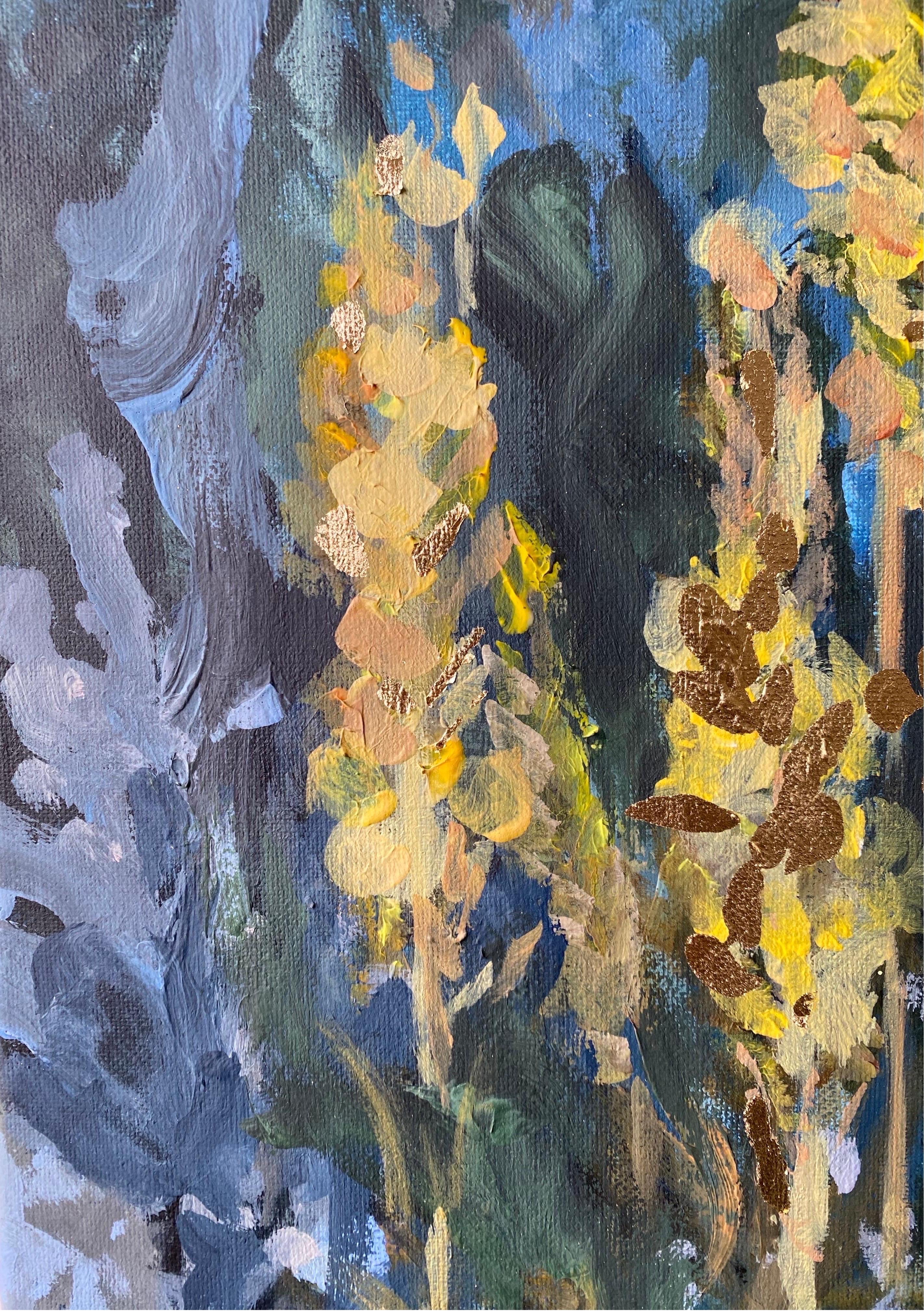 Original-Summer Night-British School-Awarded Artist-gold leaf, huile sur toile 14