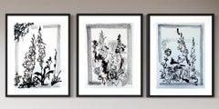 Triptyque original dessinant le temps-Gladiolus-PleinAir-Brit Award Artist-ink on papier