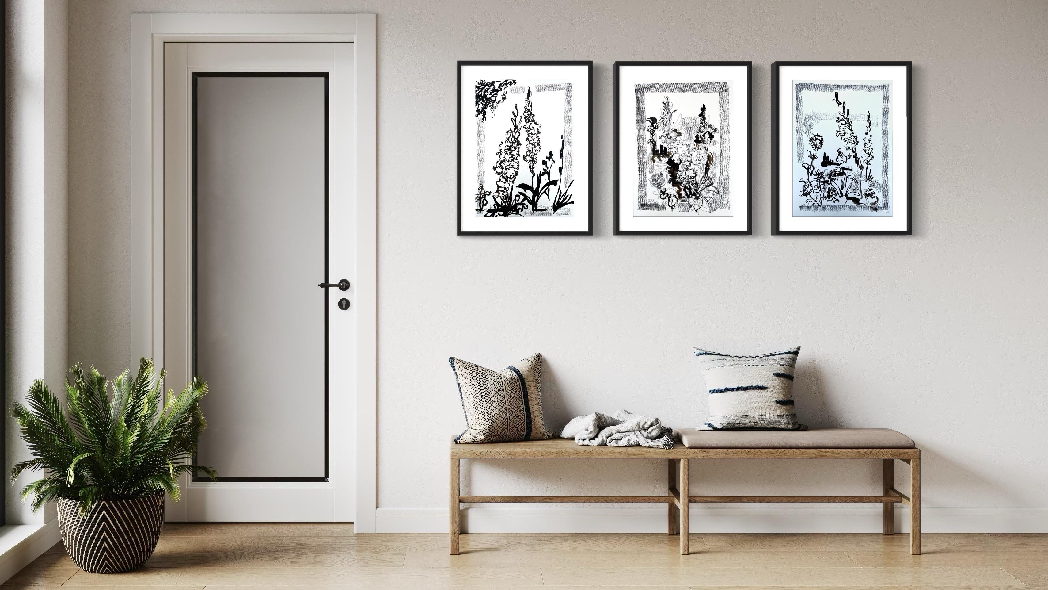 Original-Drawing Time Series-Gladiolus PleinAir-Brit, ausgezeichnete Künstlerin-Tinte auf Papier im Angebot 13
