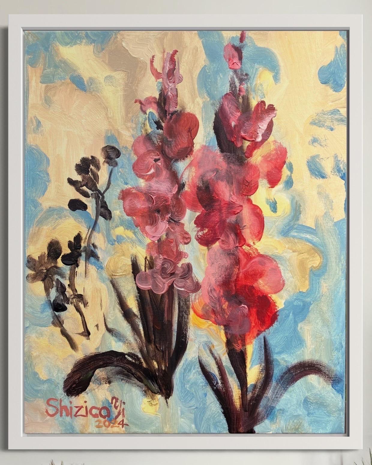 Original-Summer Bloom-Gladiolus Glow -UK Awarded Artist-Exhibition Collection - Painting Expresionismo abstracto de Shizico Yi