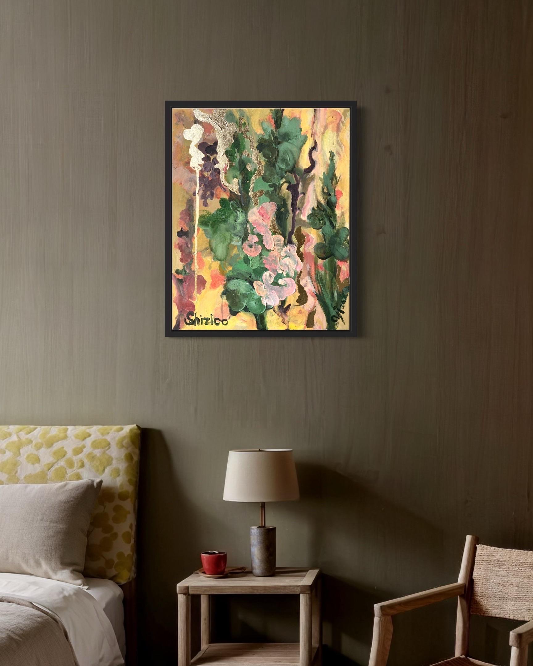 Originale-Gladiolo in fiore-Artista premiato dal Regno Unito-Collezione di mostre-Foglia d'oro in vendita 9