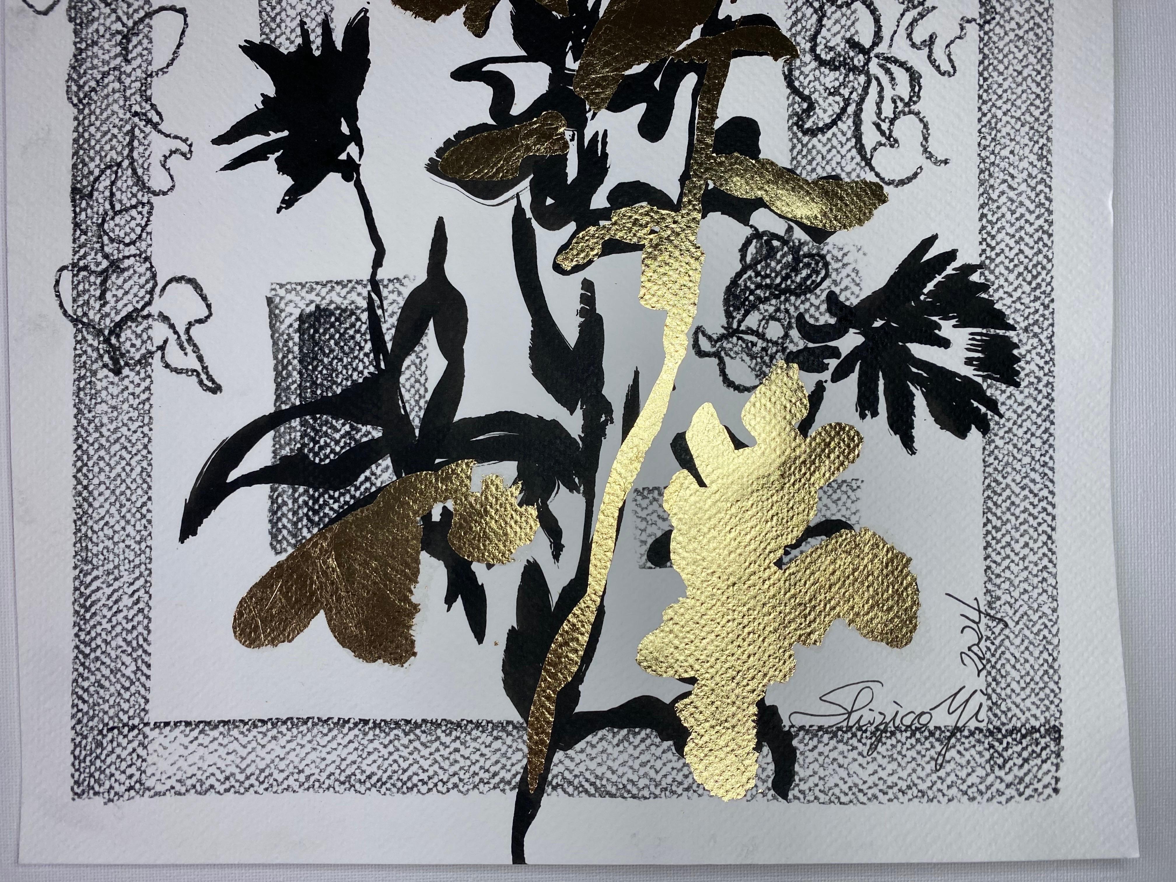 Disegno originale Time Series-Plein Air-Brit Awarded Artist-Ink, Gold LeafonPaper 13