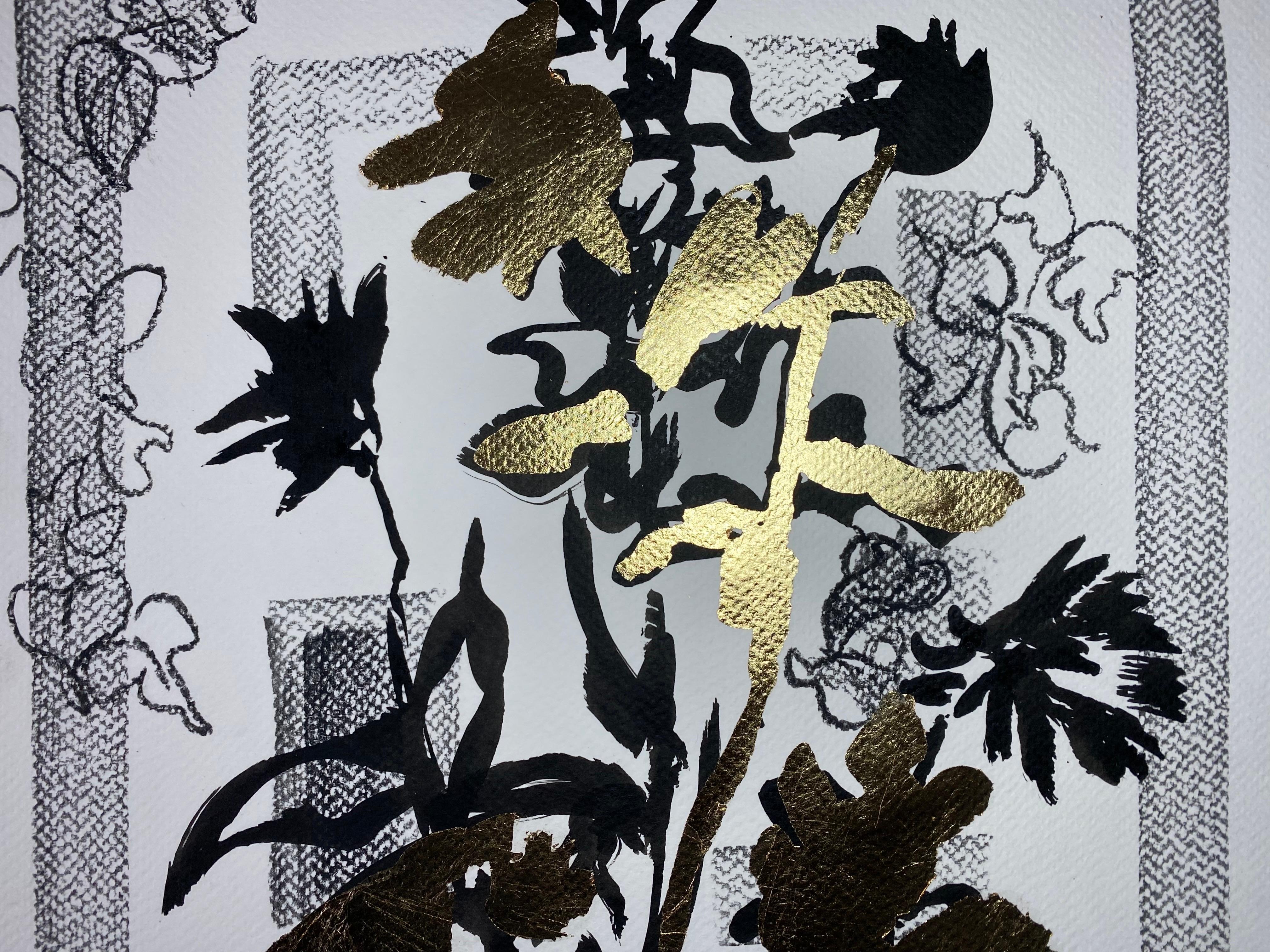 Disegno originale Time Series-Plein Air-Brit Awarded Artist-Ink, Gold LeafonPaper 14