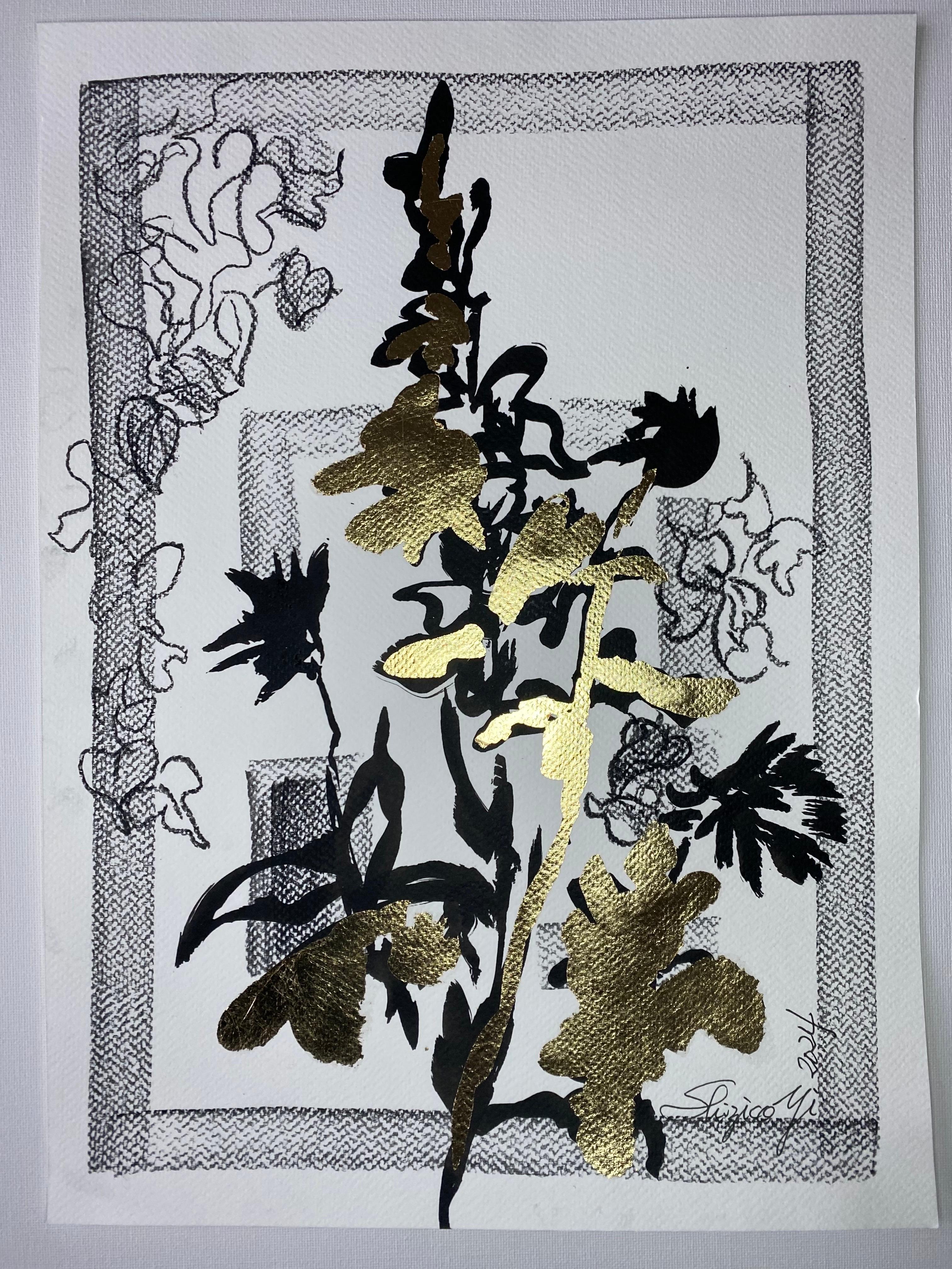 Disegno originale Time Series-Plein Air-Brit Awarded Artist-Ink, Gold LeafonPaper 2