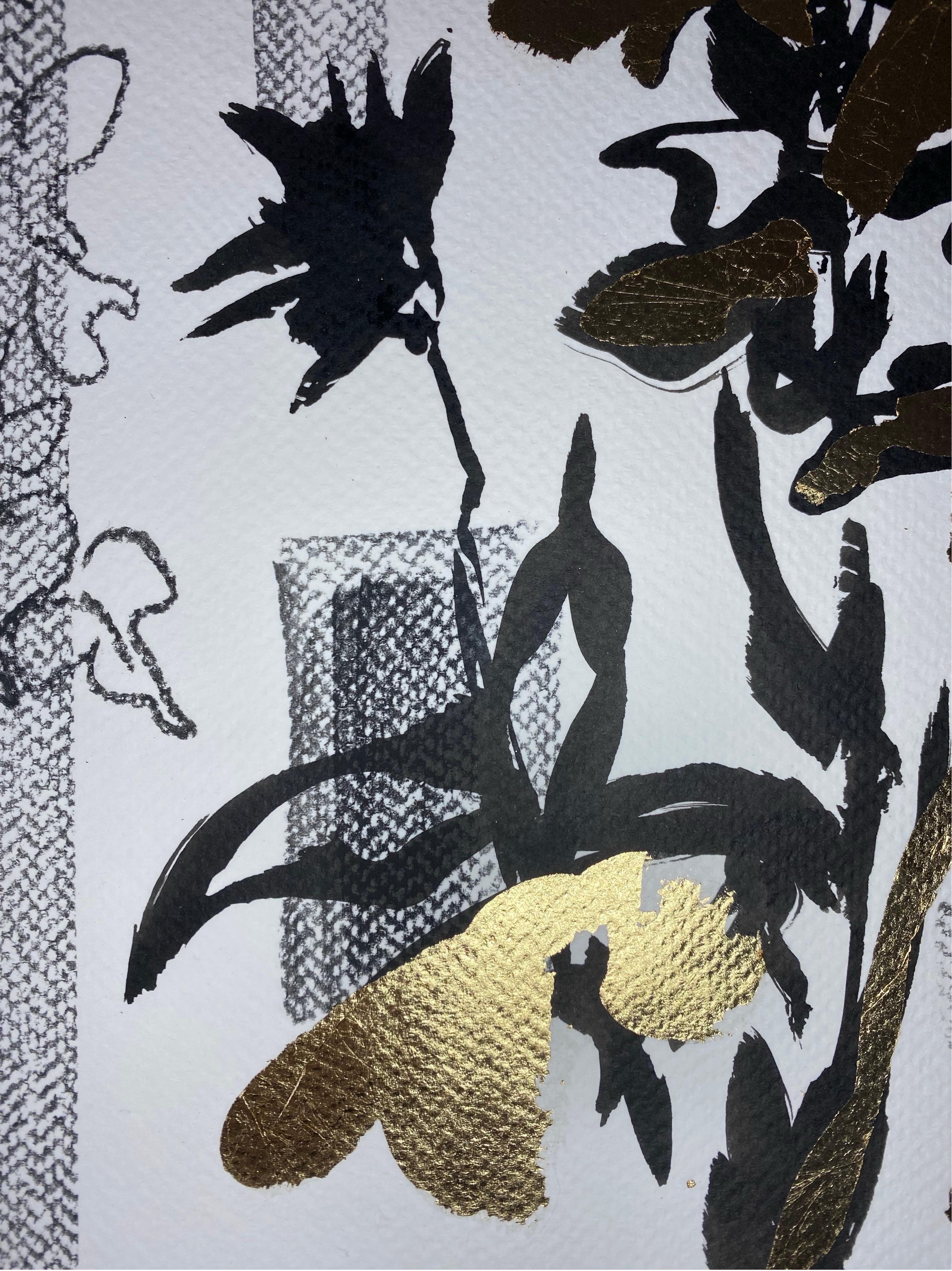 Disegno originale Time Series-Plein Air-Brit Awarded Artist-Ink, Gold LeafonPaper 15