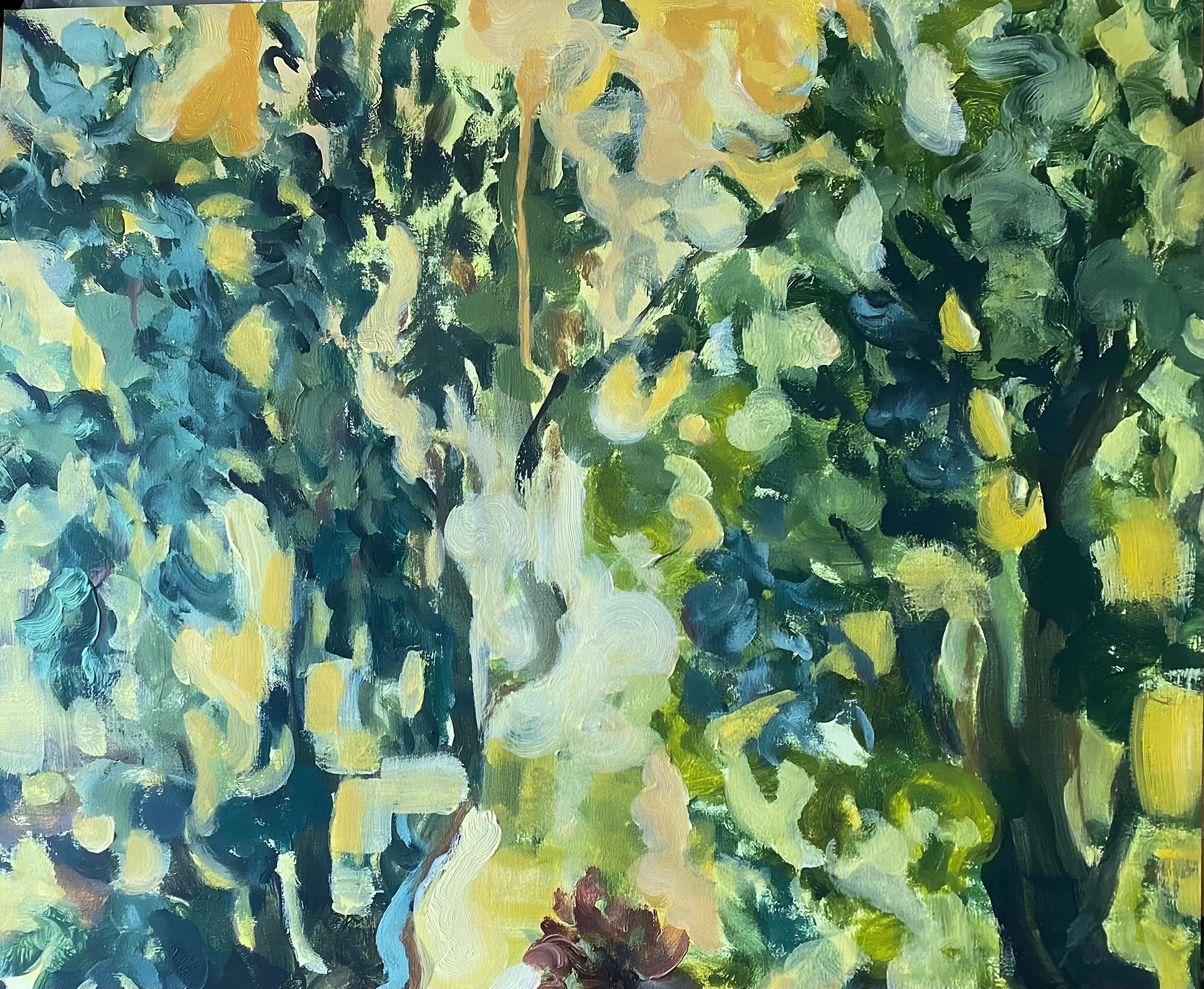 The Last Large Artist Proof-Lime Trees inYellow-Brit Awarded-Partly Hand-Painted - Abstract Expressionist Print by Shizico Yi