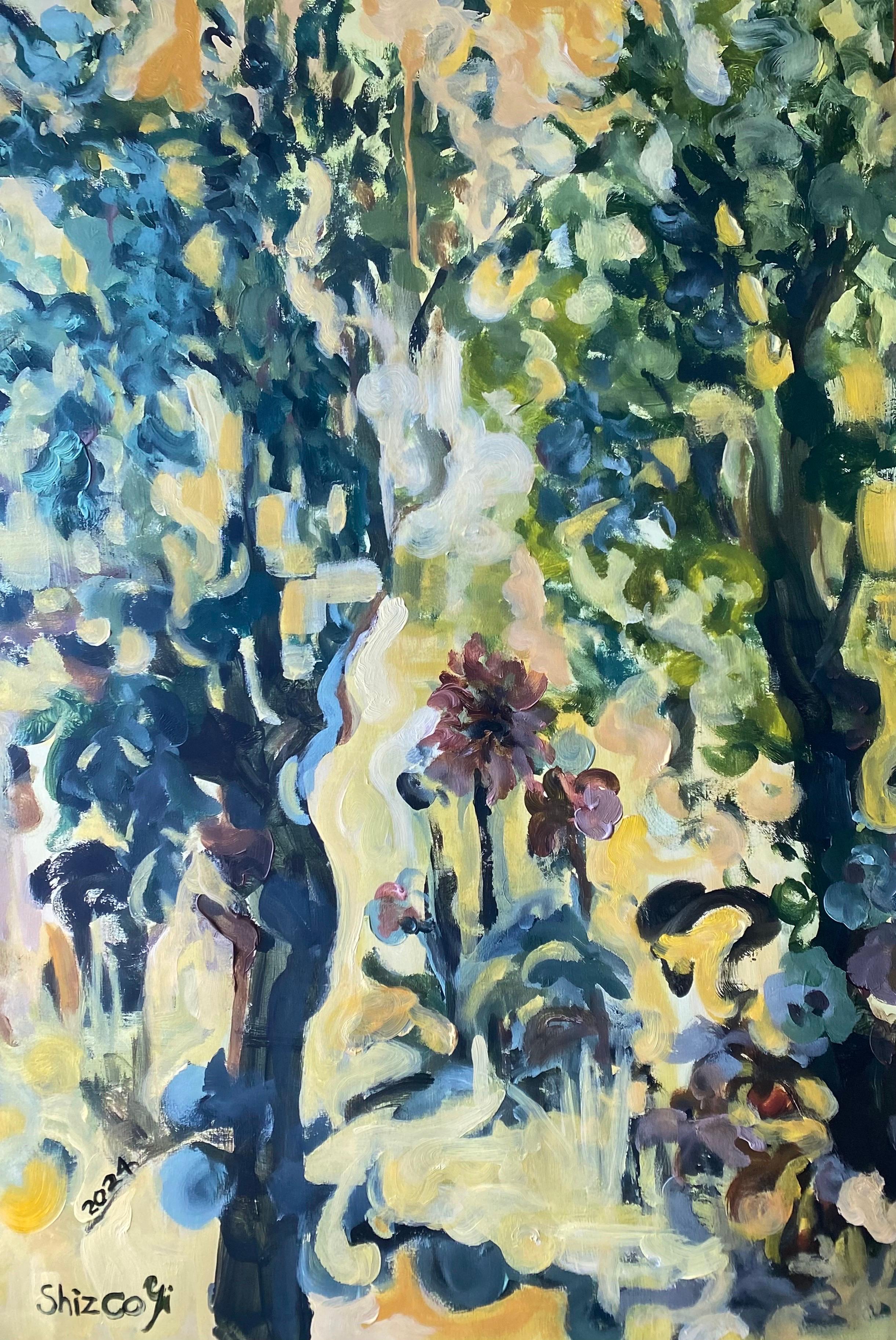 The Last Large Artist Proof-Lime Trees inYellow-Brit Awarded-Partly Hand-Painted - Print by Shizico Yi