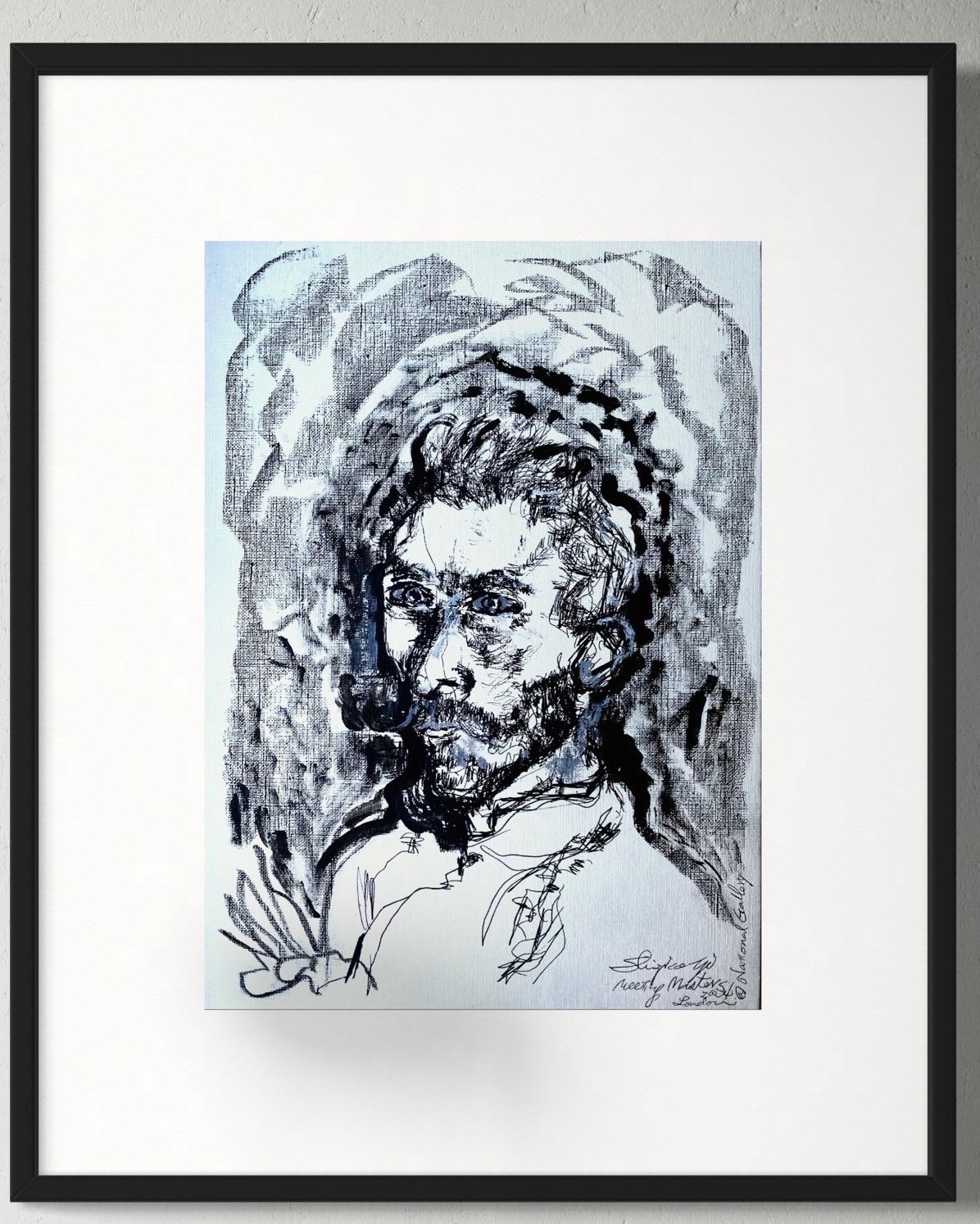 Originale-Incontro con Van Gogh-Study Master Series-Artista britannico premiato-Disegno a inchiostro - Painting di Shizico Yi