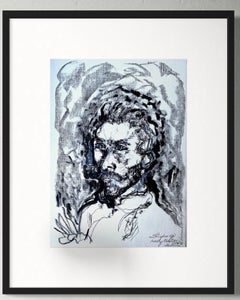 Original-Encuentro con Van Gogh-Estudio Master Series-Premio británico al artista-Dibujo a tinta