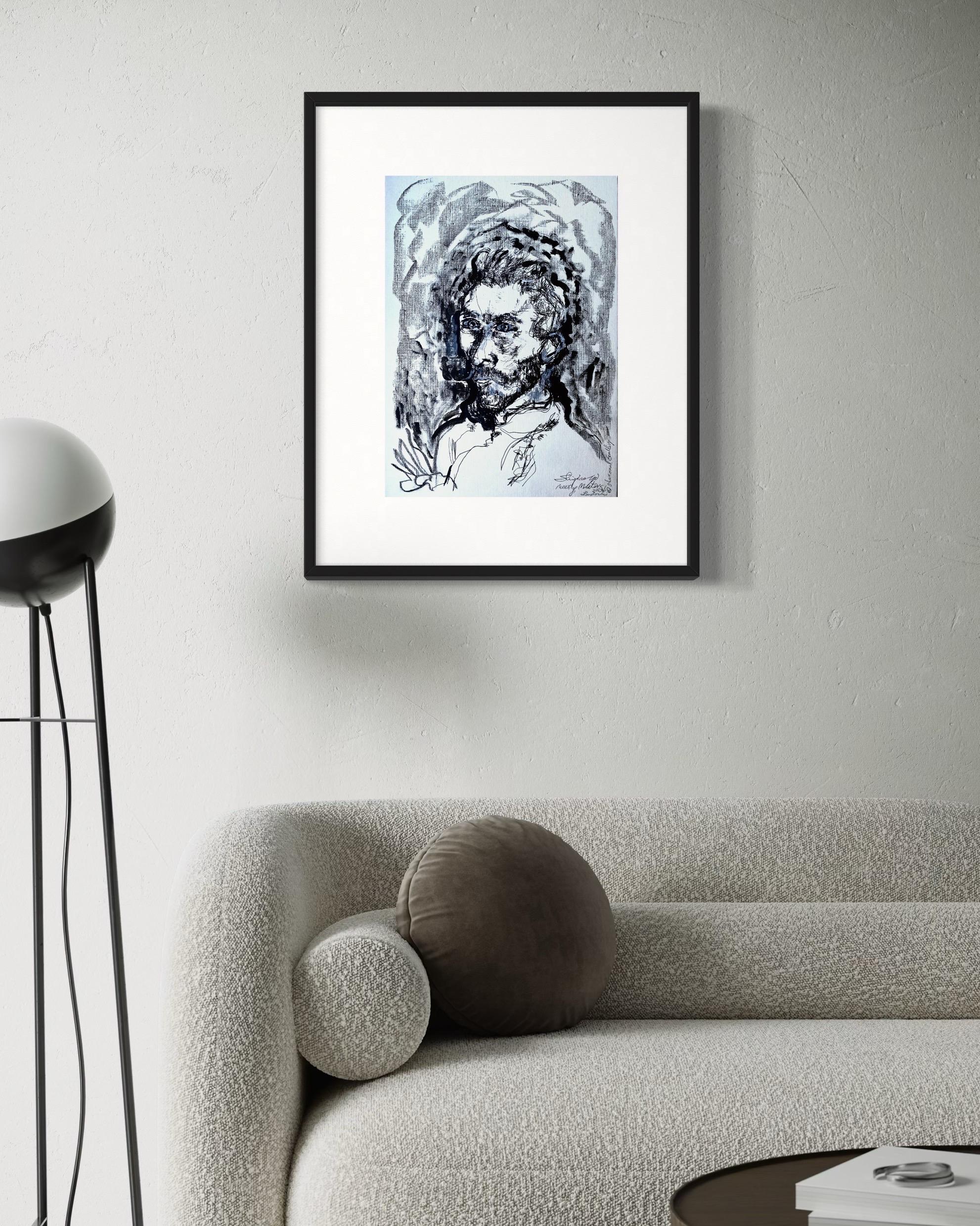 Originale-Incontro con Van Gogh-Study Master Series-Artista britannico premiato-Disegno a inchiostro in vendita 3