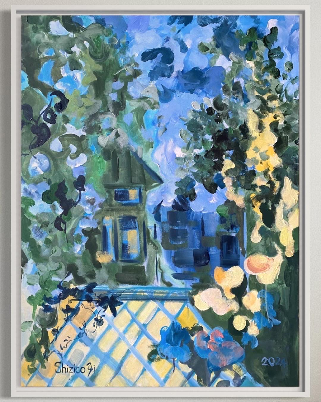 Original Oil-Having amongst LimeTrees-British Awarded Artist-Framed - Expressionnisme abstrait Painting par Shizico Yi