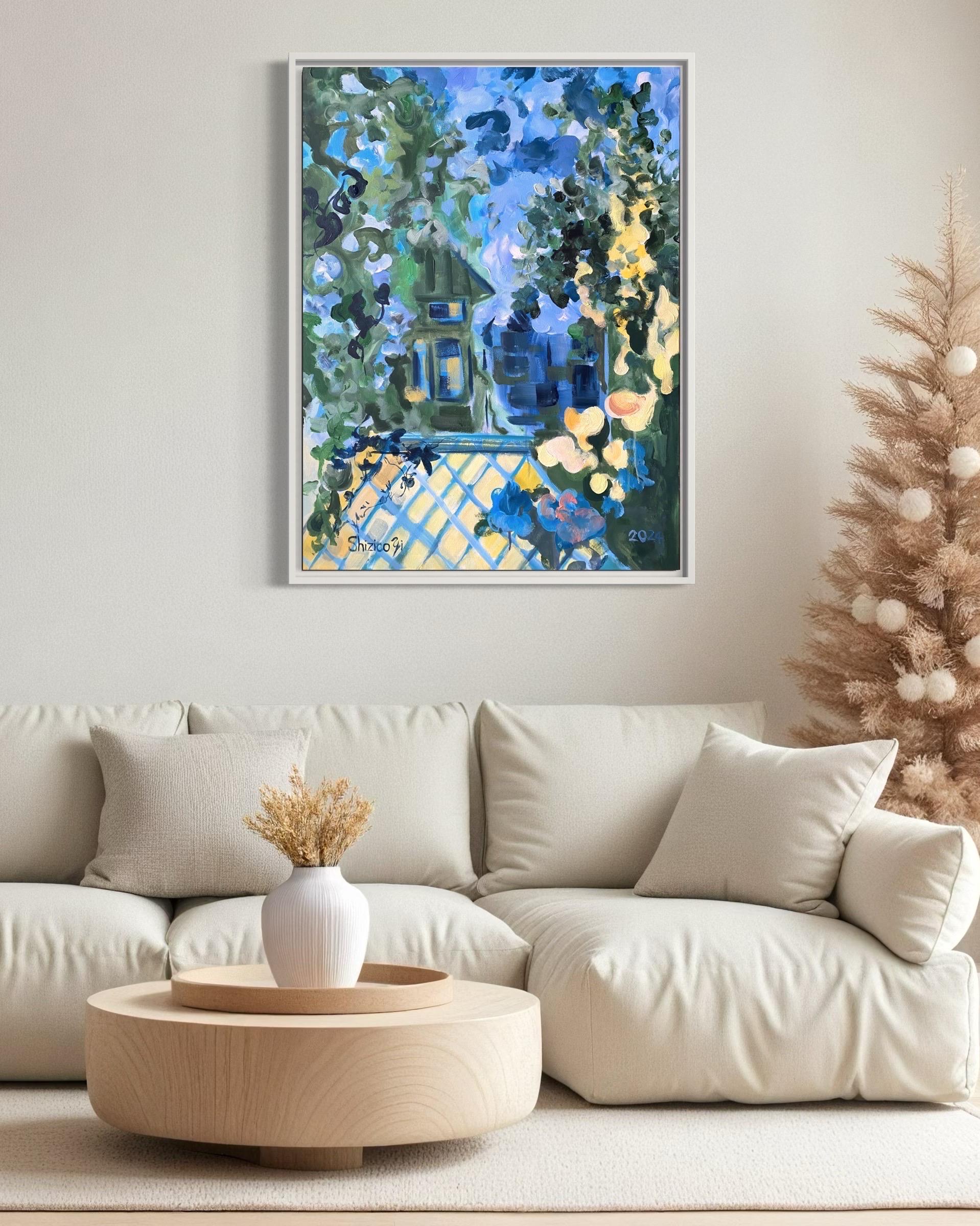 Original Oil-Having amongst LimeTrees-British Awarded Artist-Framed - Painting de Shizico Yi