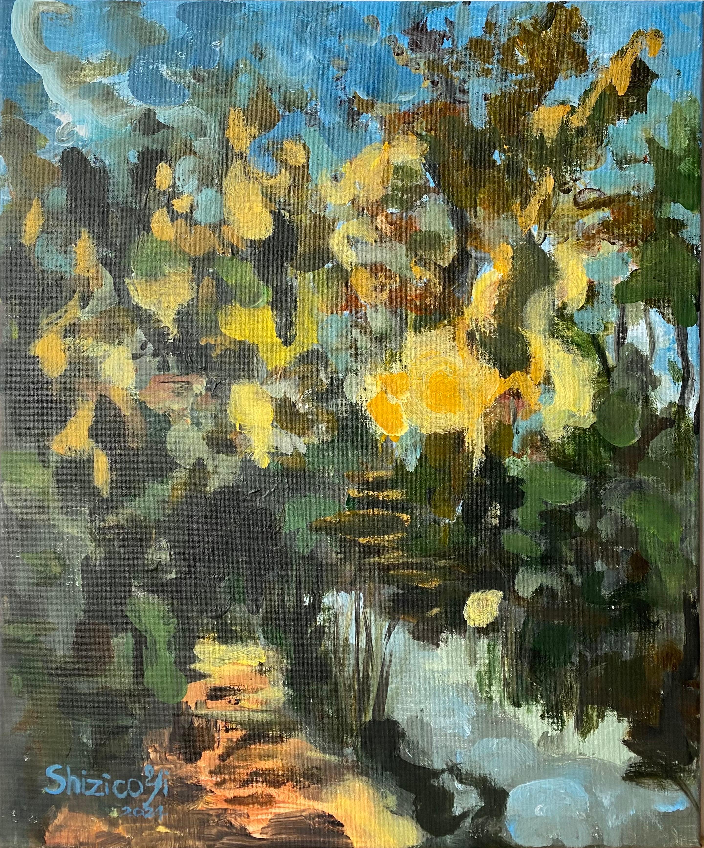 Original Autumn Embrace -plein air-British Awarded Artist-Expressionist-Abstract