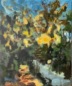 Original Autumn Embrace -plein air-British Awarded Artist-Expressionist-Abstract