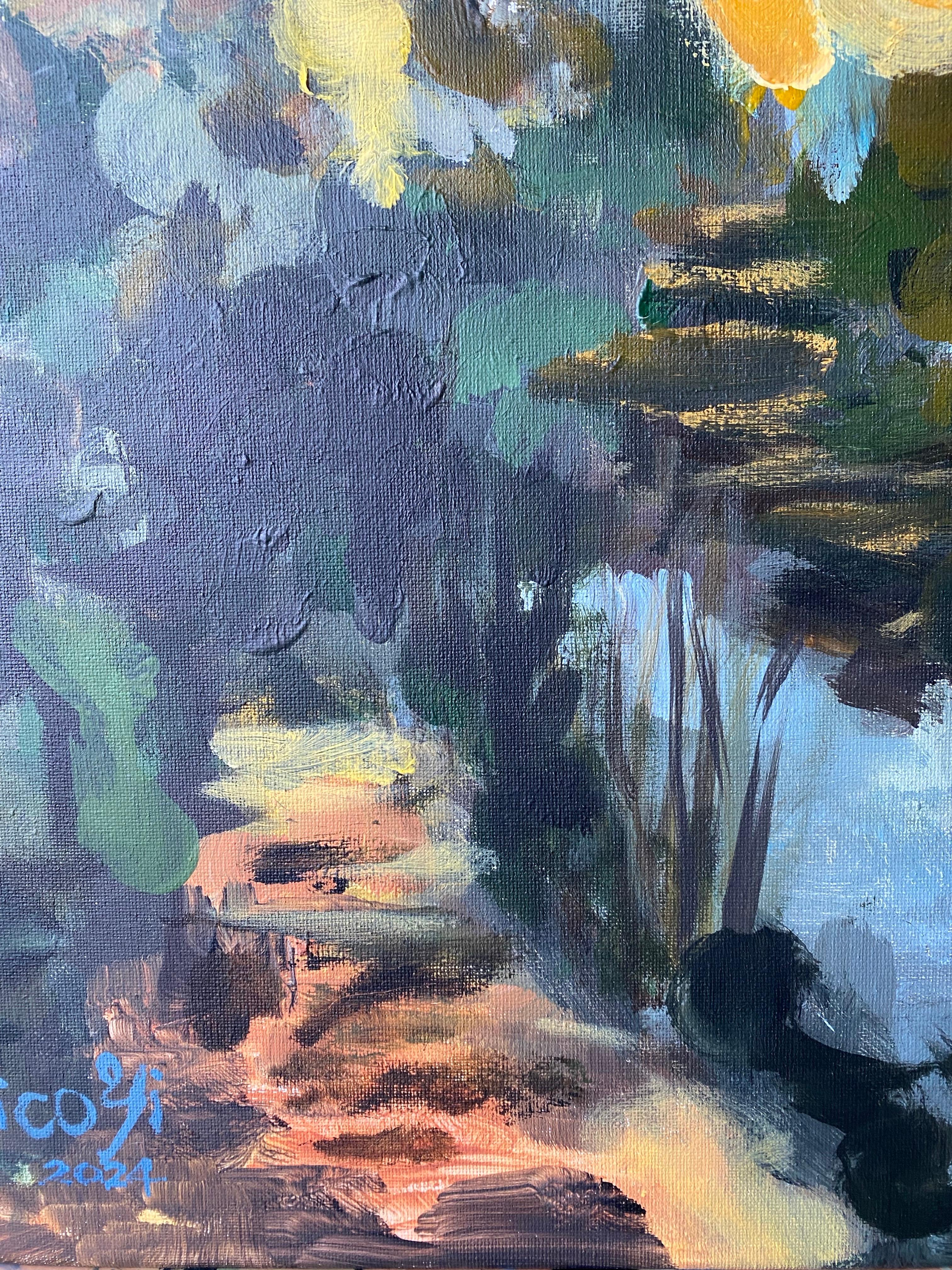 Original Herbstumarmung -plein air-British Awarded Artist-Expressionist-Abstract im Angebot 5