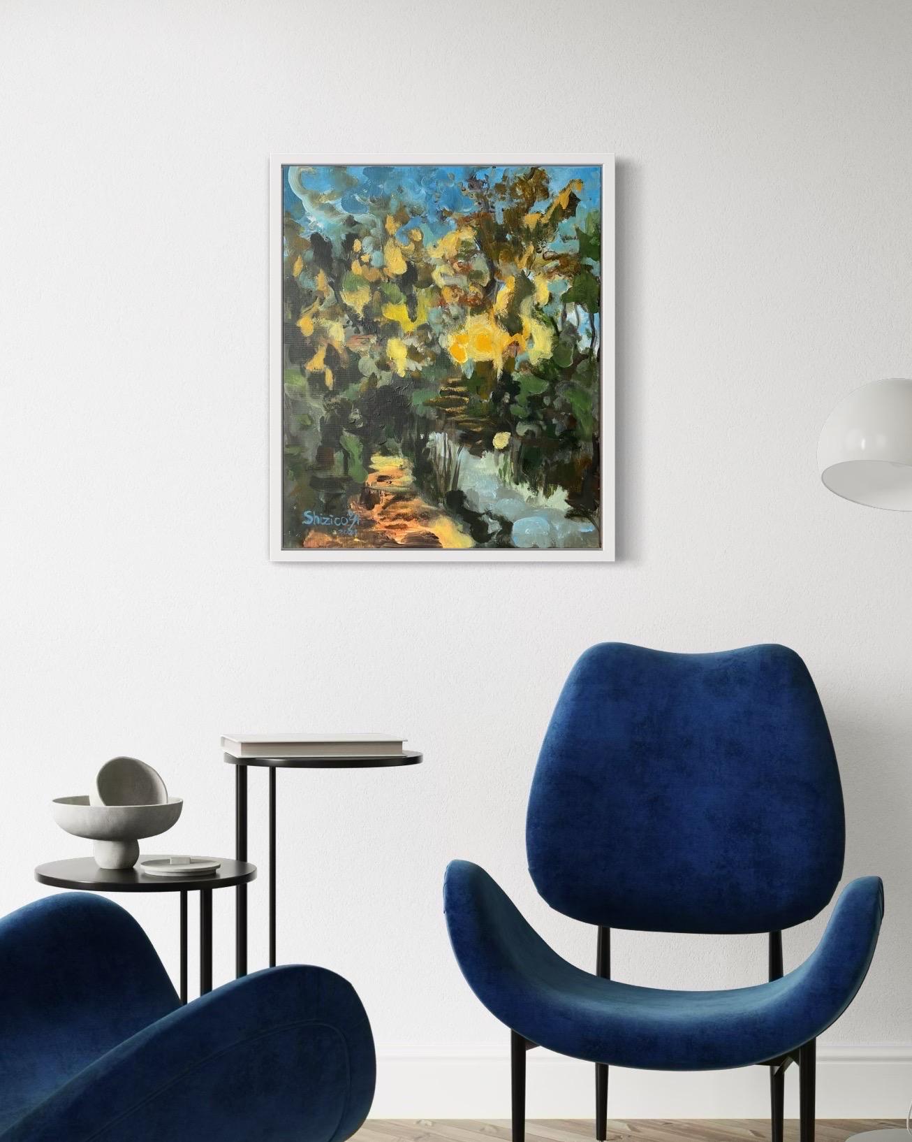 Original Herbstumarmung -plein air-British Awarded Artist-Expressionist-Abstract im Angebot 7