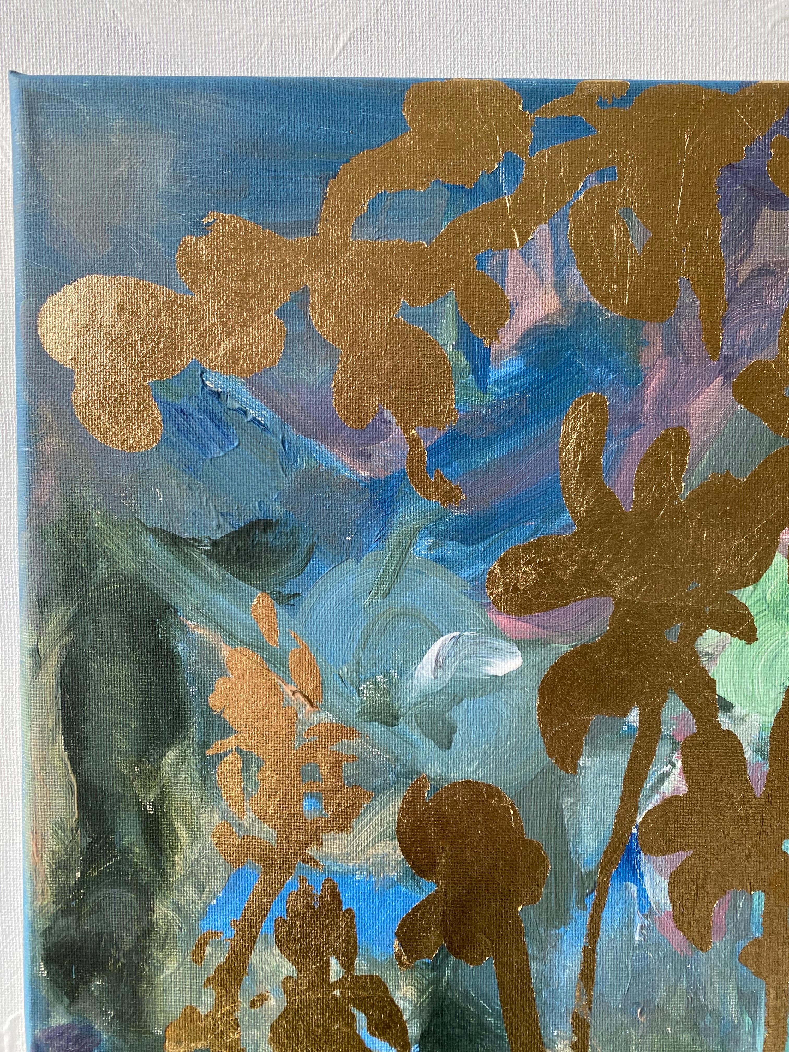 Paesaggio Memories VI-Originale-astratto-espressione-oro-Artista britannico premiato - Abstract Painting Oro di Shizico Yi