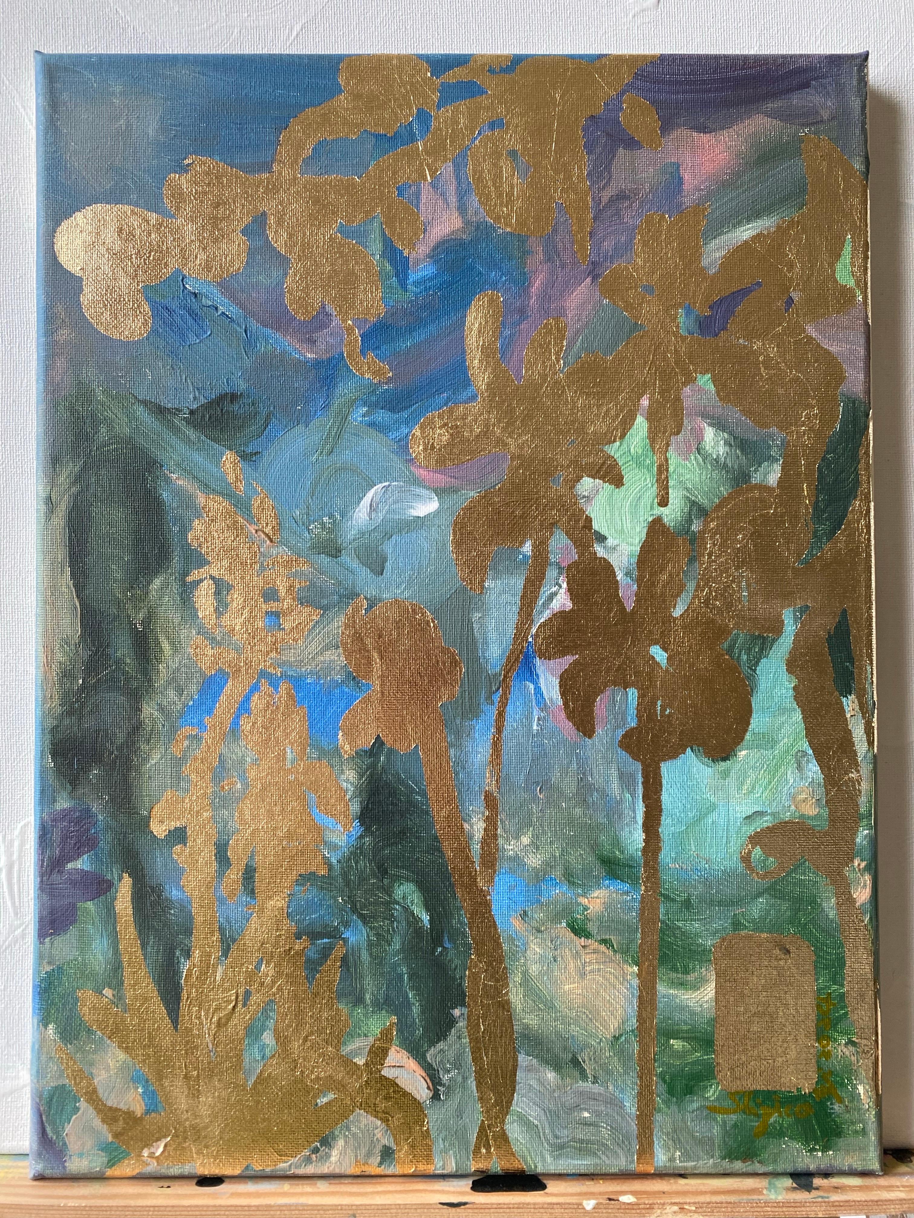 Paesaggio Memories VI-Originale-astratto-espressione-oro-Artista britannico premiato 9