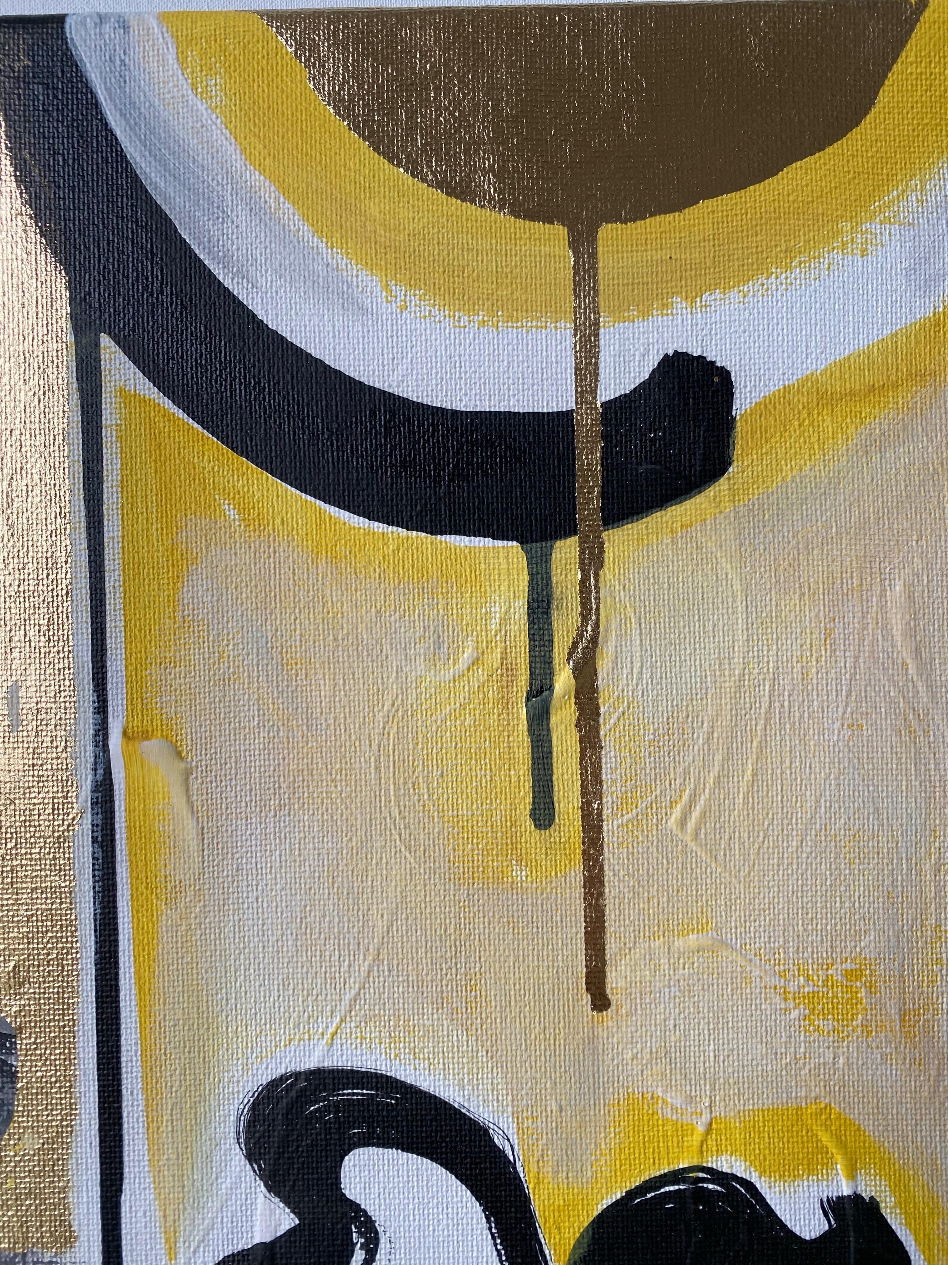 Tríptico original-Hoja de Oro+Tinta Sumi sobre lienzo-Artista británico galardonado-DrawingTime en venta 13