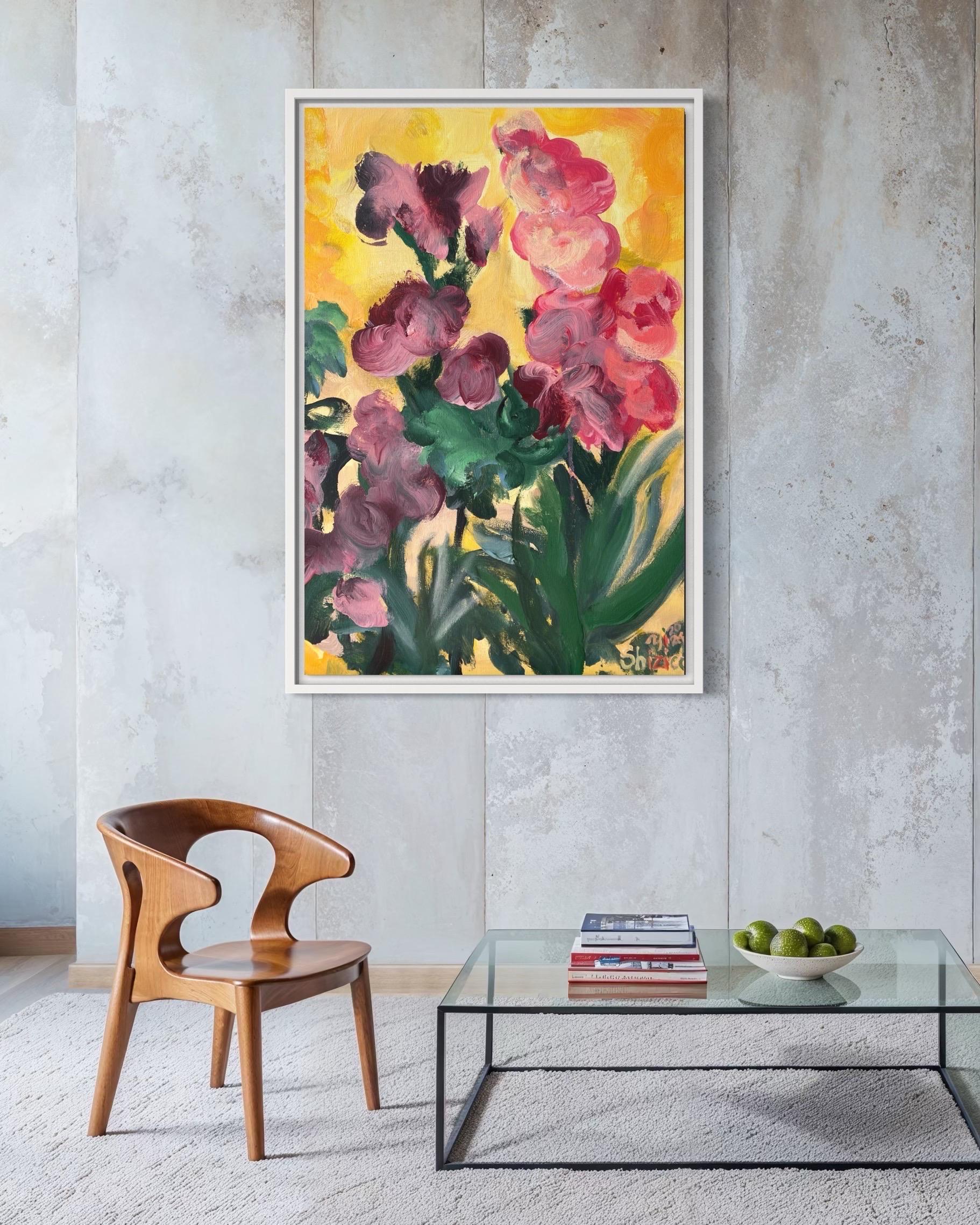 Prova d'artista dipinta a mano #1 -Gladiolus Summer Bloom-Artista britannico premiato - Painting di Shizico Yi