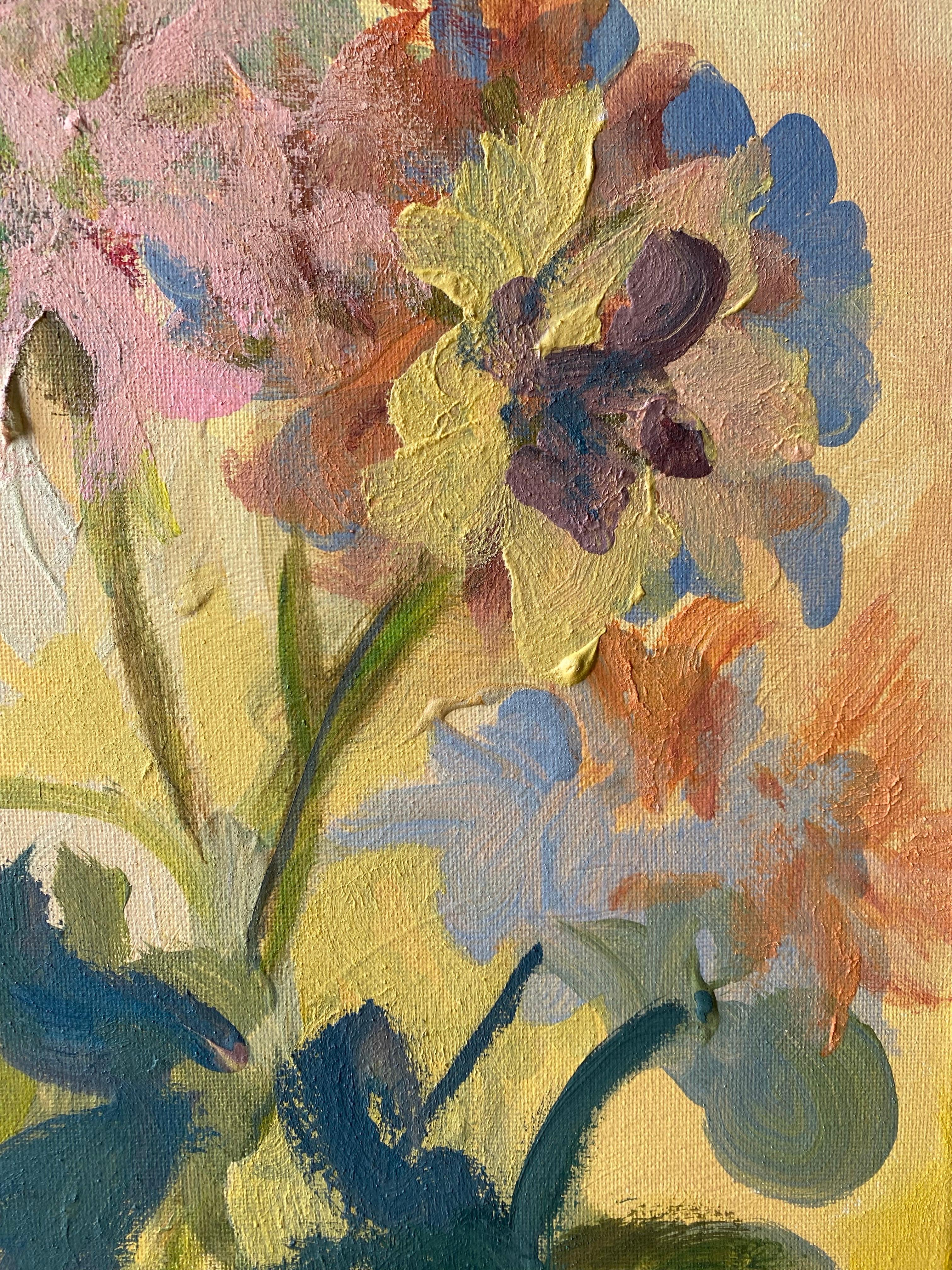 Edición limitada#1 Dalias-Artista premiado en Gran Bretaña-pintado a mano-destacado sobre Aluminiu - Print Impresionista abstracto de Shizico Yi