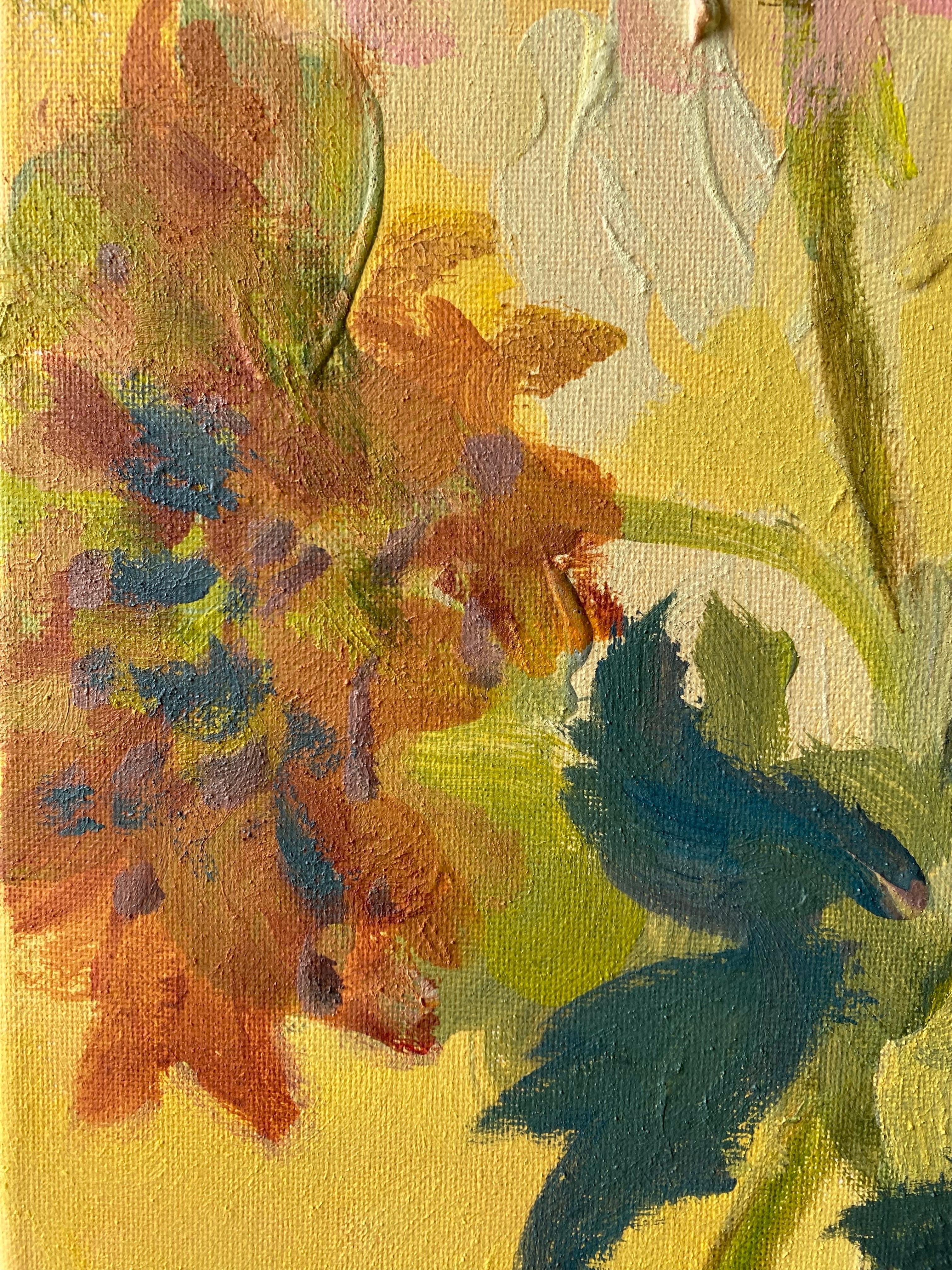 Edición limitada#1 Dalias-Artista premiado en Gran Bretaña-pintado a mano-destacado sobre Aluminiu en venta 1