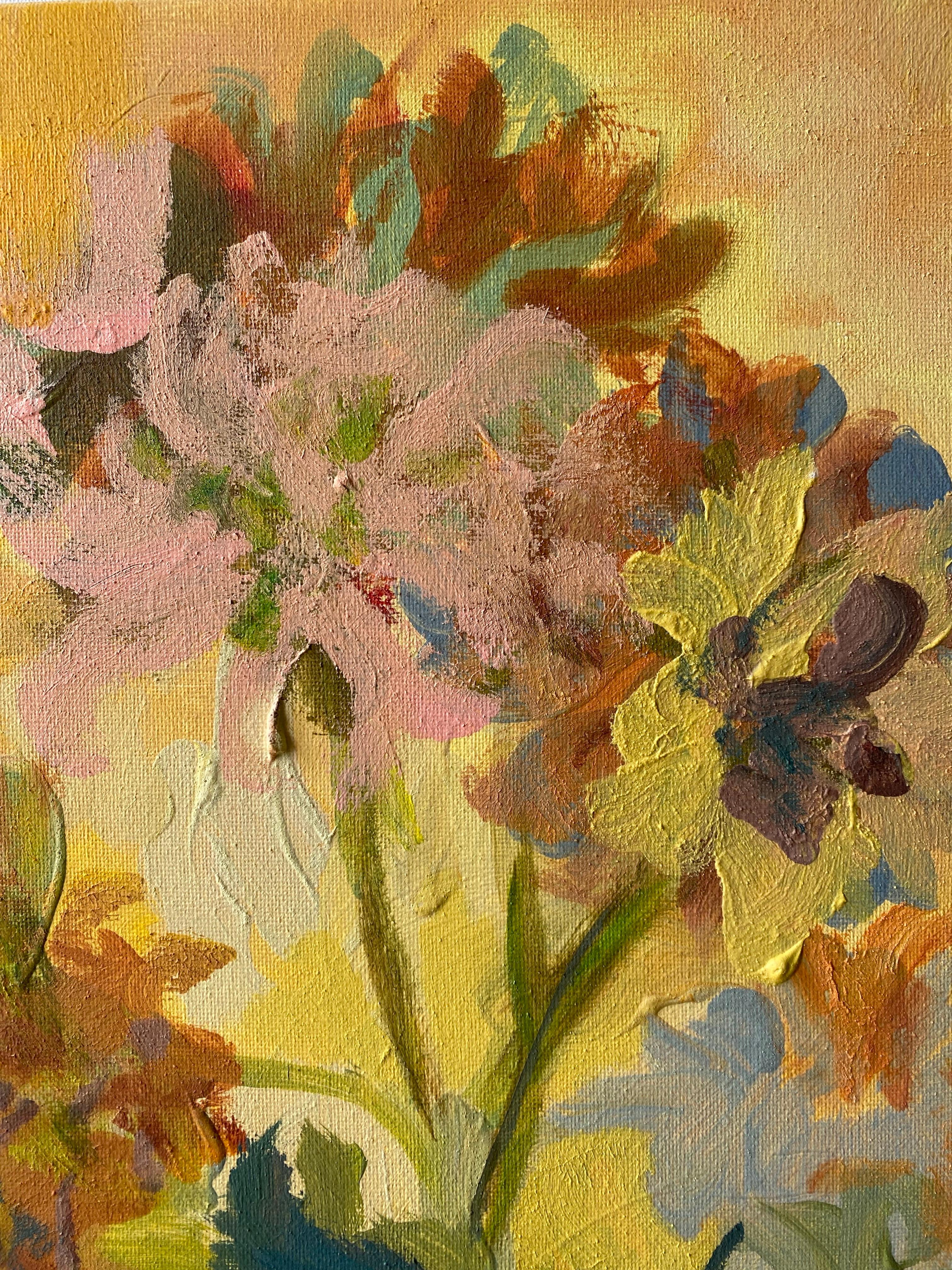 Edición limitada#1 Dalias-Artista premiado en Gran Bretaña-pintado a mano-destacado sobre Aluminiu en venta 2