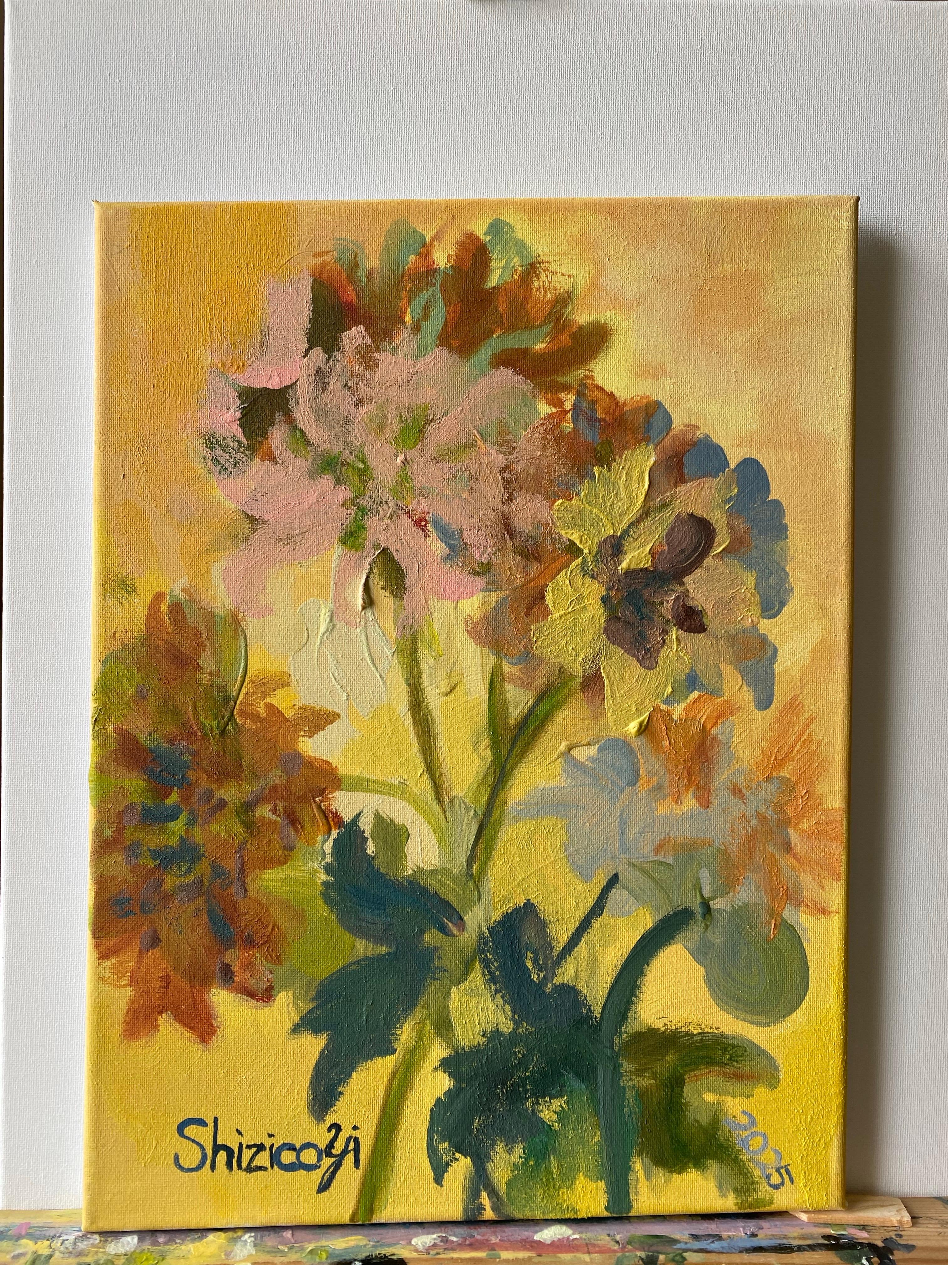 Edición limitada#1 Dalias-Artista premiado en Gran Bretaña-pintado a mano-destacado sobre Aluminiu en venta 3