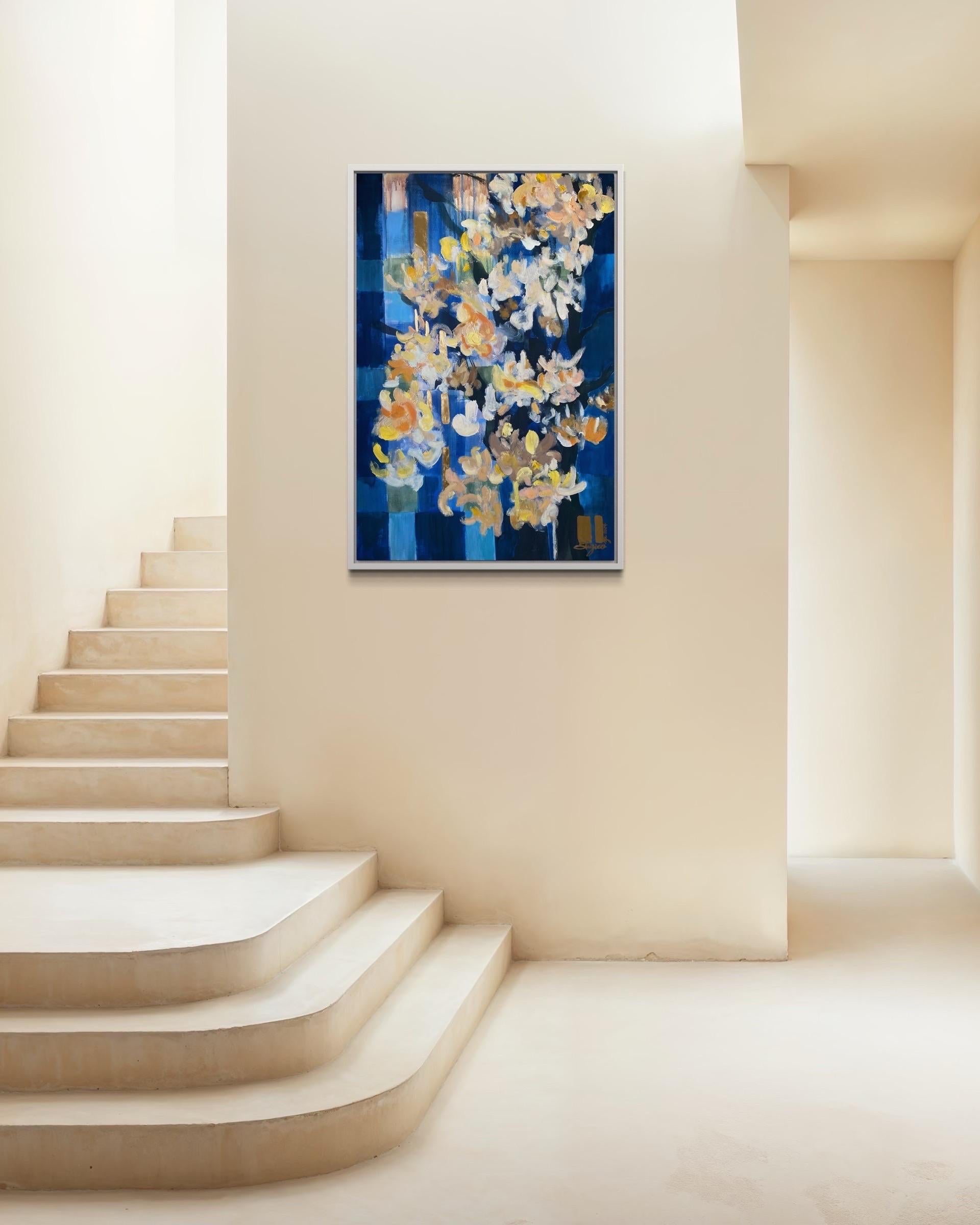 Hand painted Artist Proof-Magnolias-Weaver Series-British Awarded Artist #2 of 3 - Print by Shizico Yi