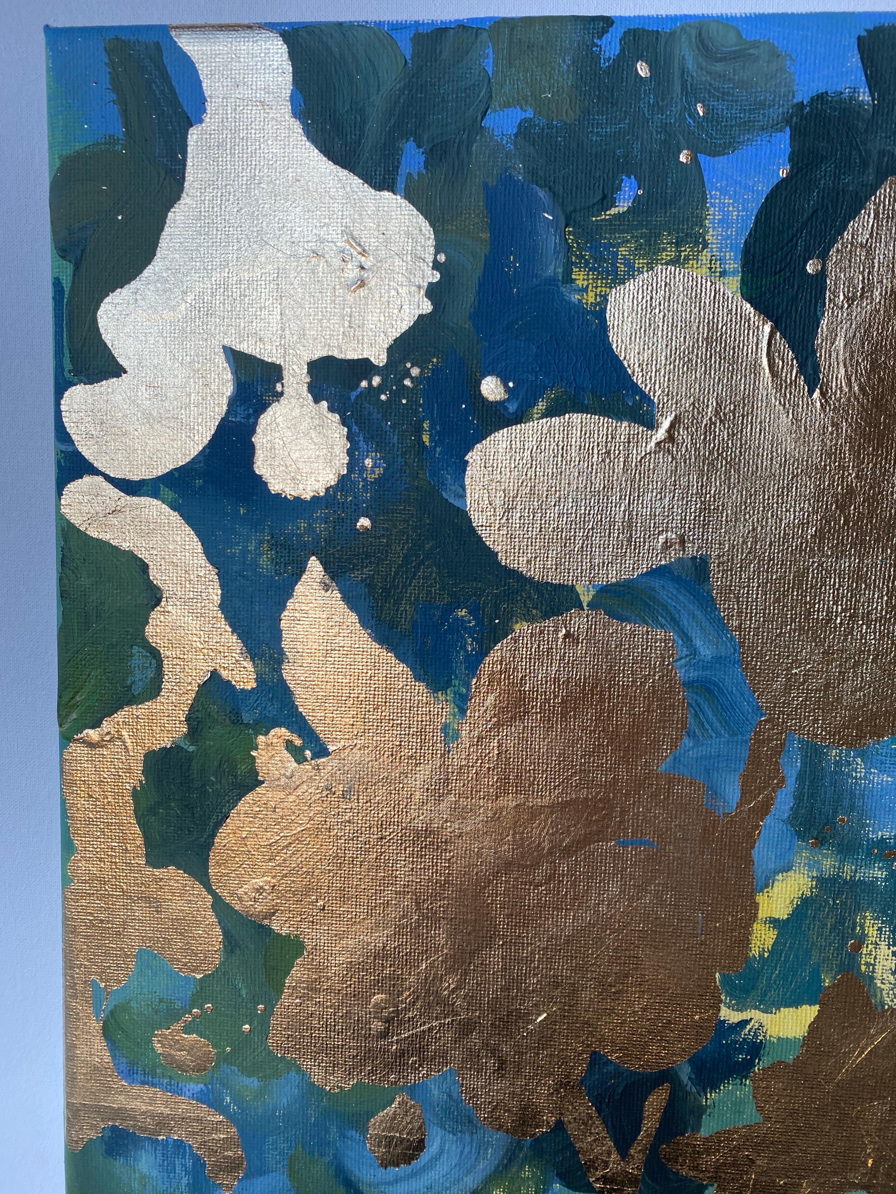 Diptyque d'origine - Mémoires de paysage - Artiste britannique primé - Feuille d'or et huile en vente 2