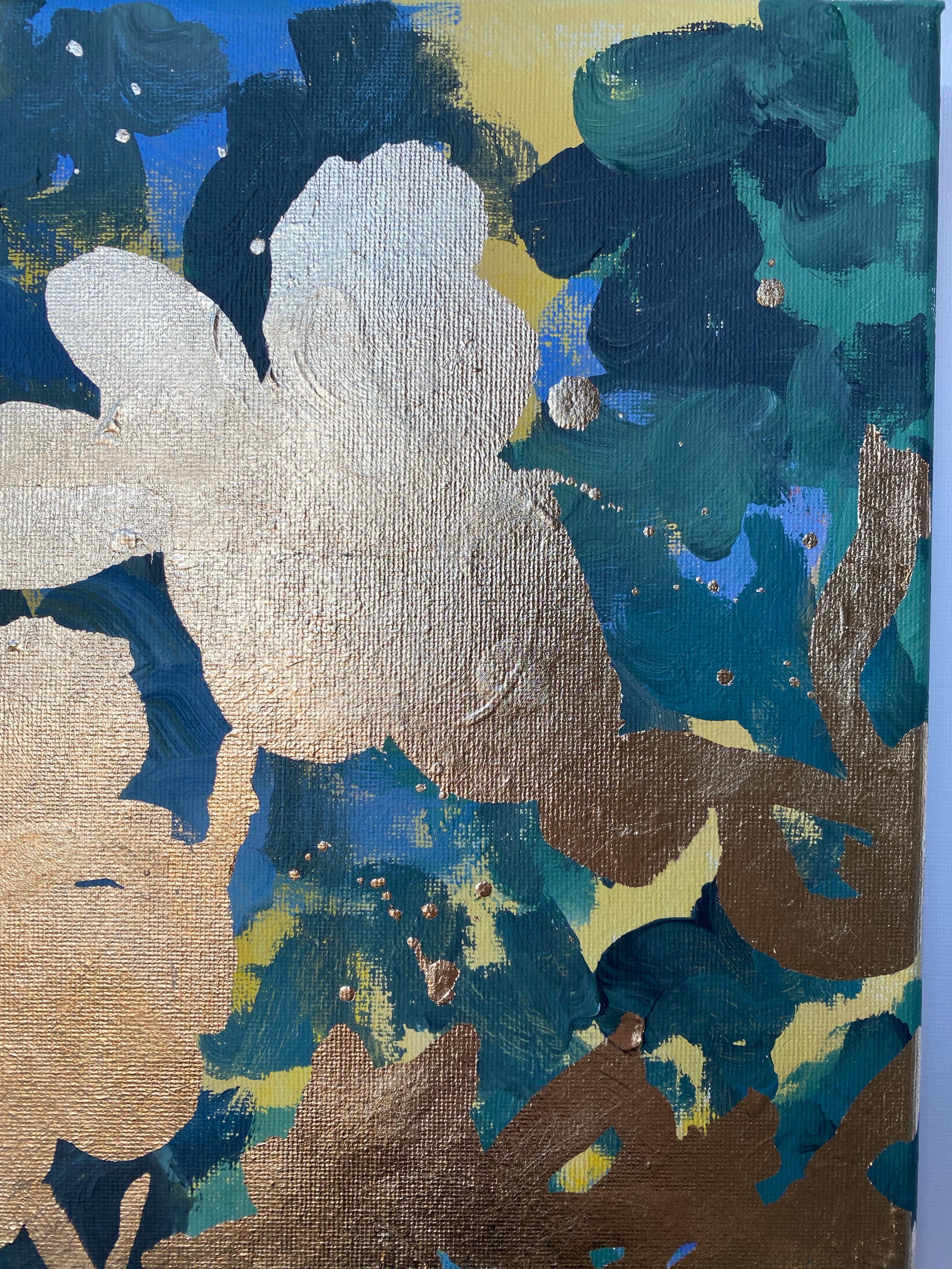 Diptyque d'origine - Mémoires de paysage - Artiste britannique primé - Feuille d'or et huile en vente 4