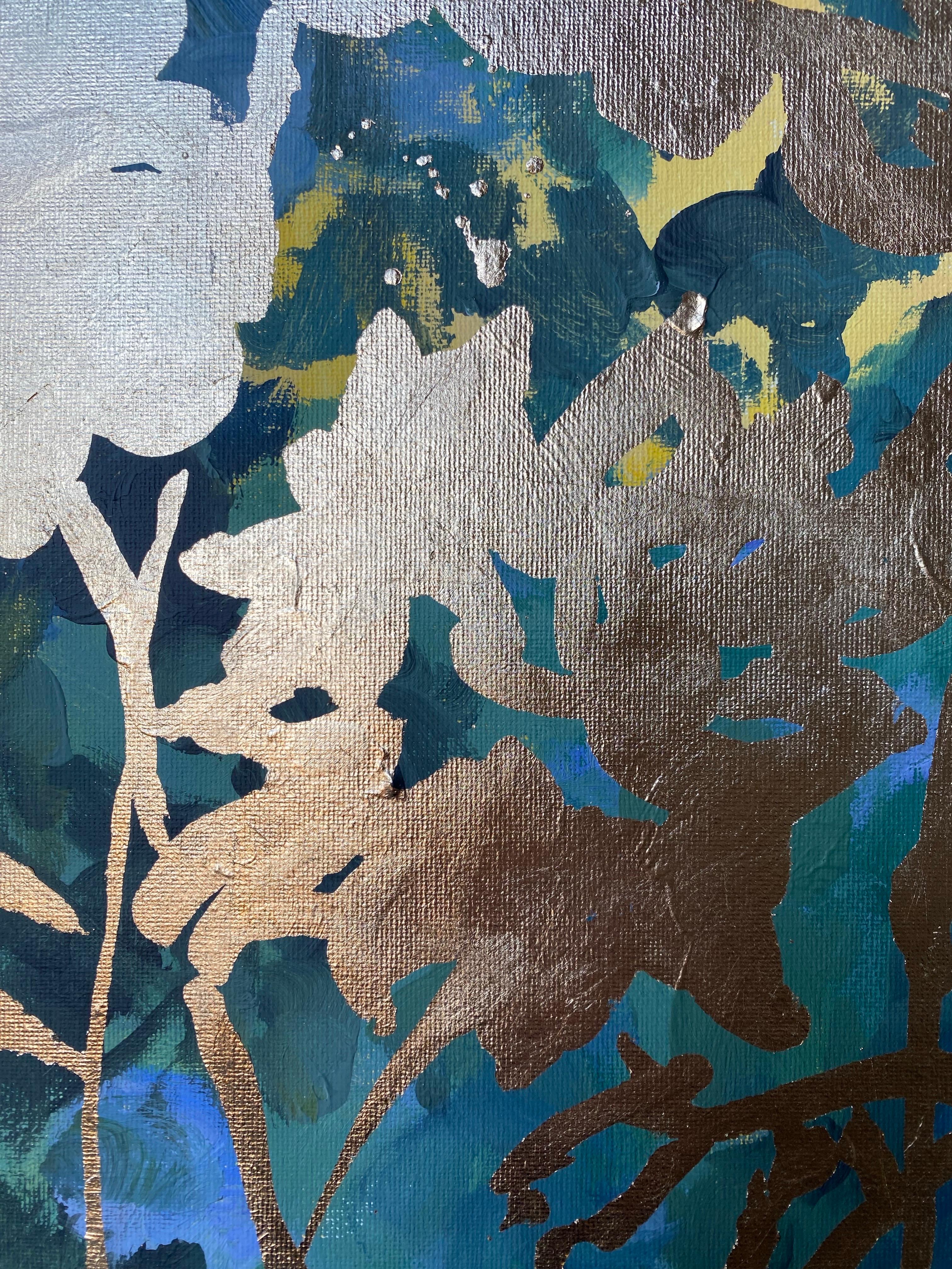 Diptyque d'origine - Mémoires de paysage - Artiste britannique primé - Feuille d'or et huile en vente 7