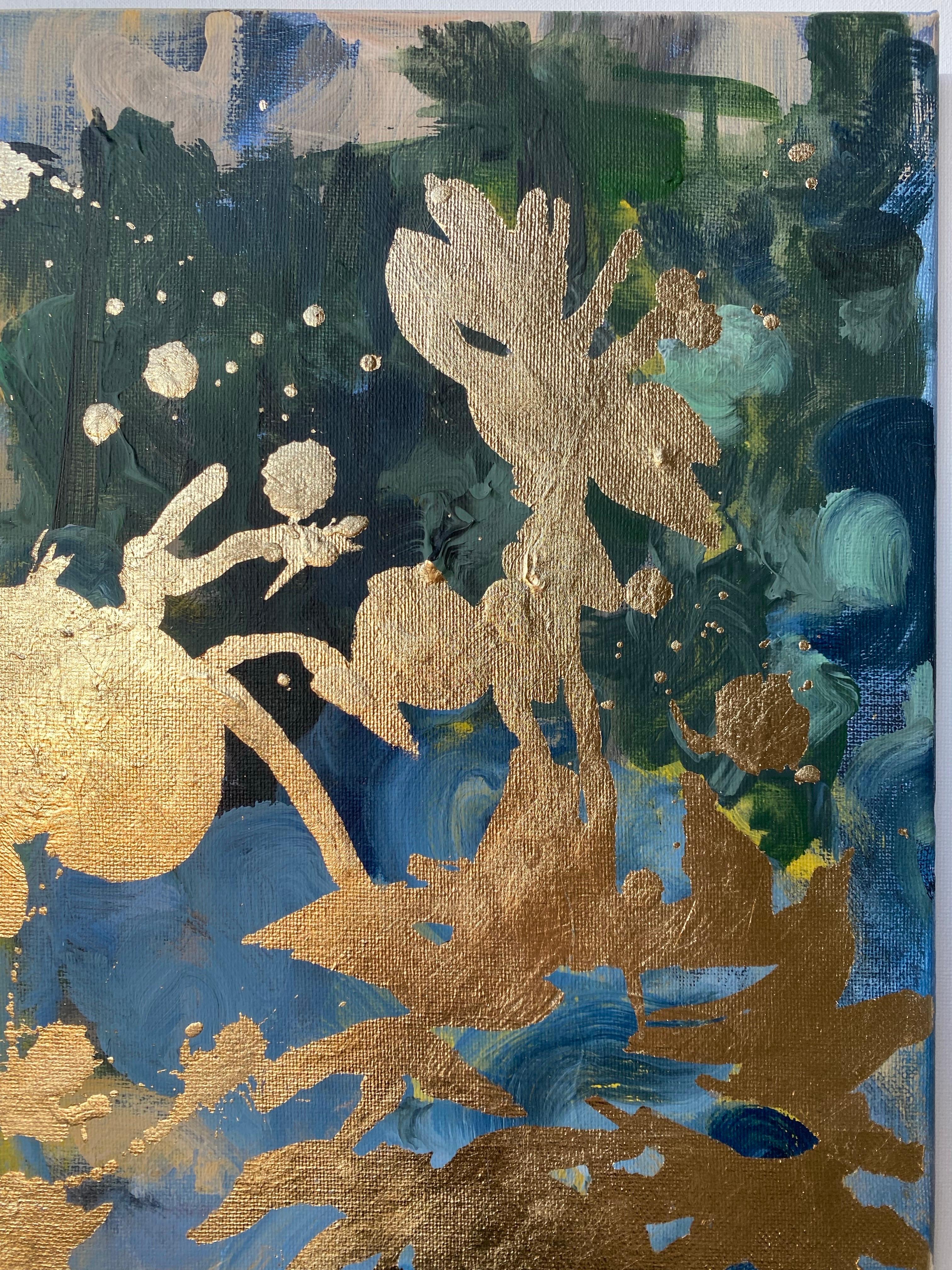 Diptyque d'origine - Mémoires de paysage - Artiste britannique primé - Feuille d'or et huile en vente 10