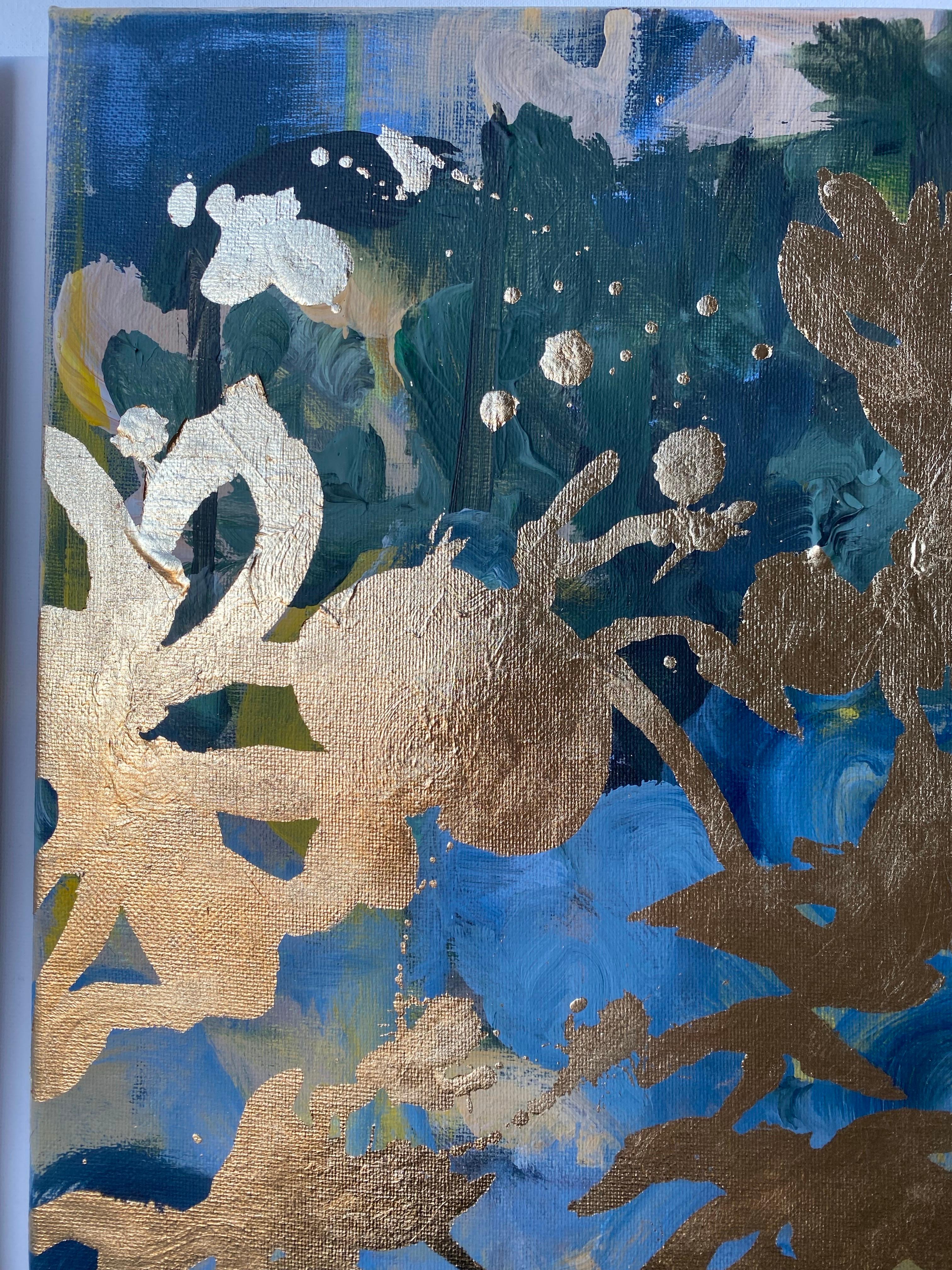 Diptyque d'origine - Mémoires de paysage - Artiste britannique primé - Feuille d'or et huile en vente 9
