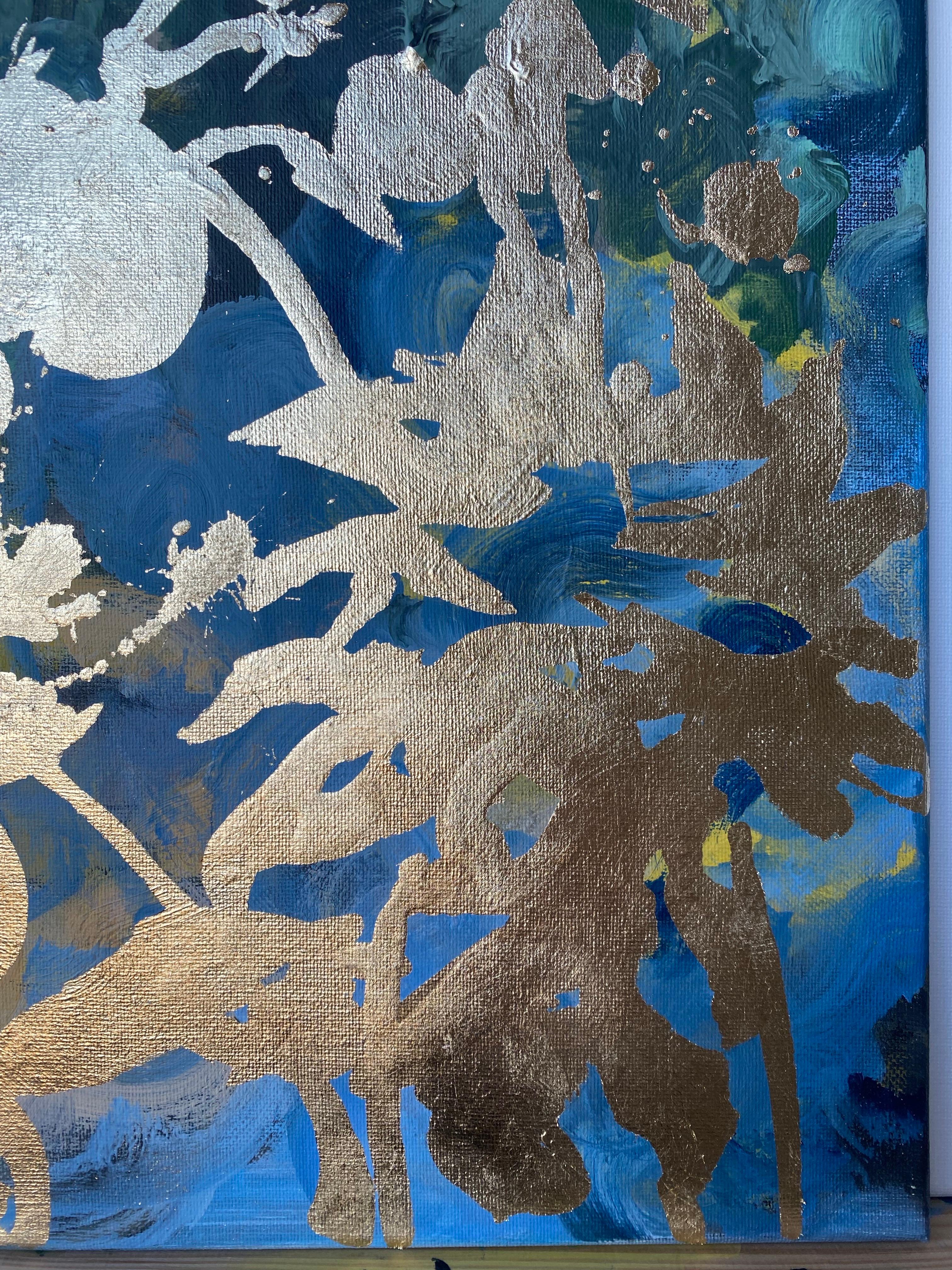 Diptyque d'origine - Mémoires de paysage - Artiste britannique primé - Feuille d'or et huile en vente 11