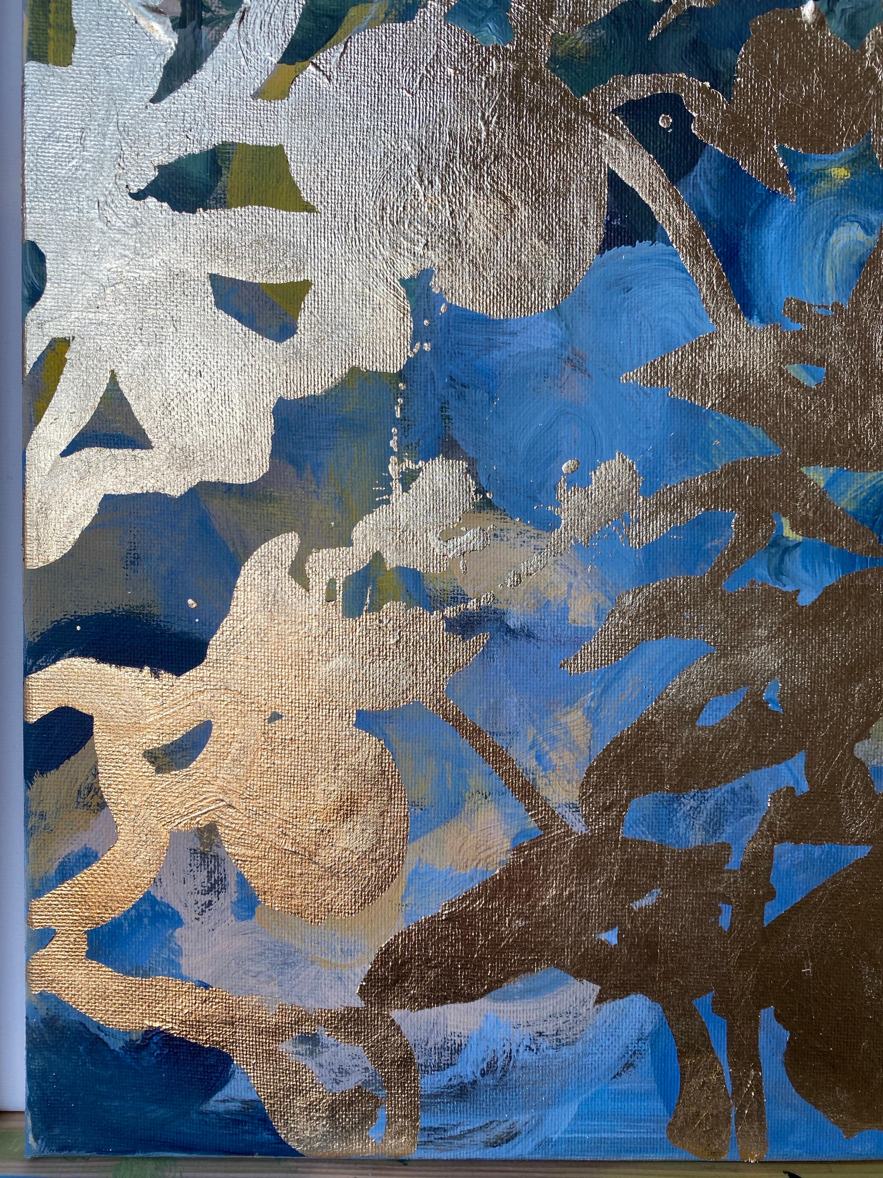 Diptyque d'origine - Mémoires de paysage - Artiste britannique primé - Feuille d'or et huile en vente 12