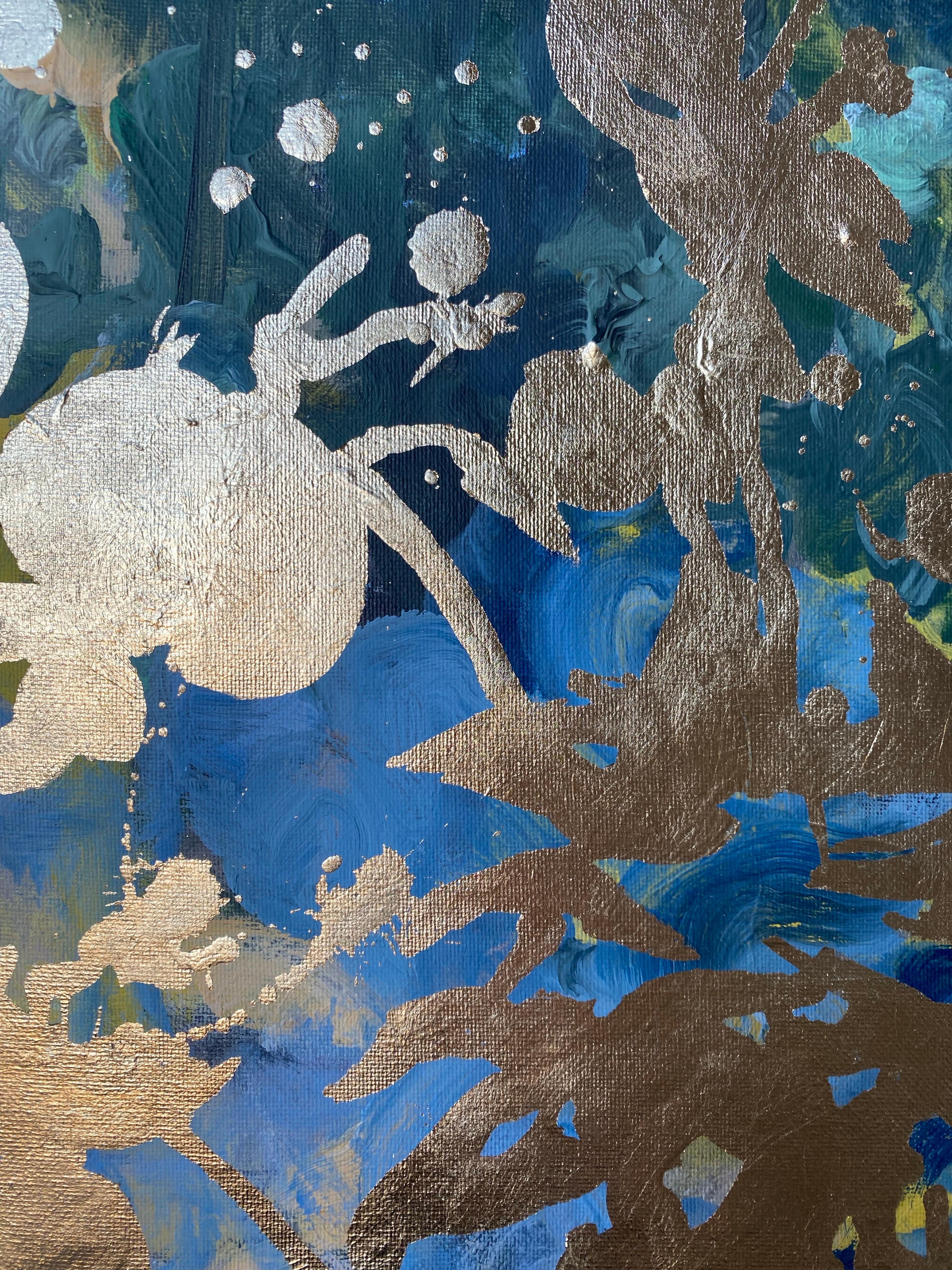 Diptyque d'origine - Mémoires de paysage - Artiste britannique primé - Feuille d'or et huile en vente 13