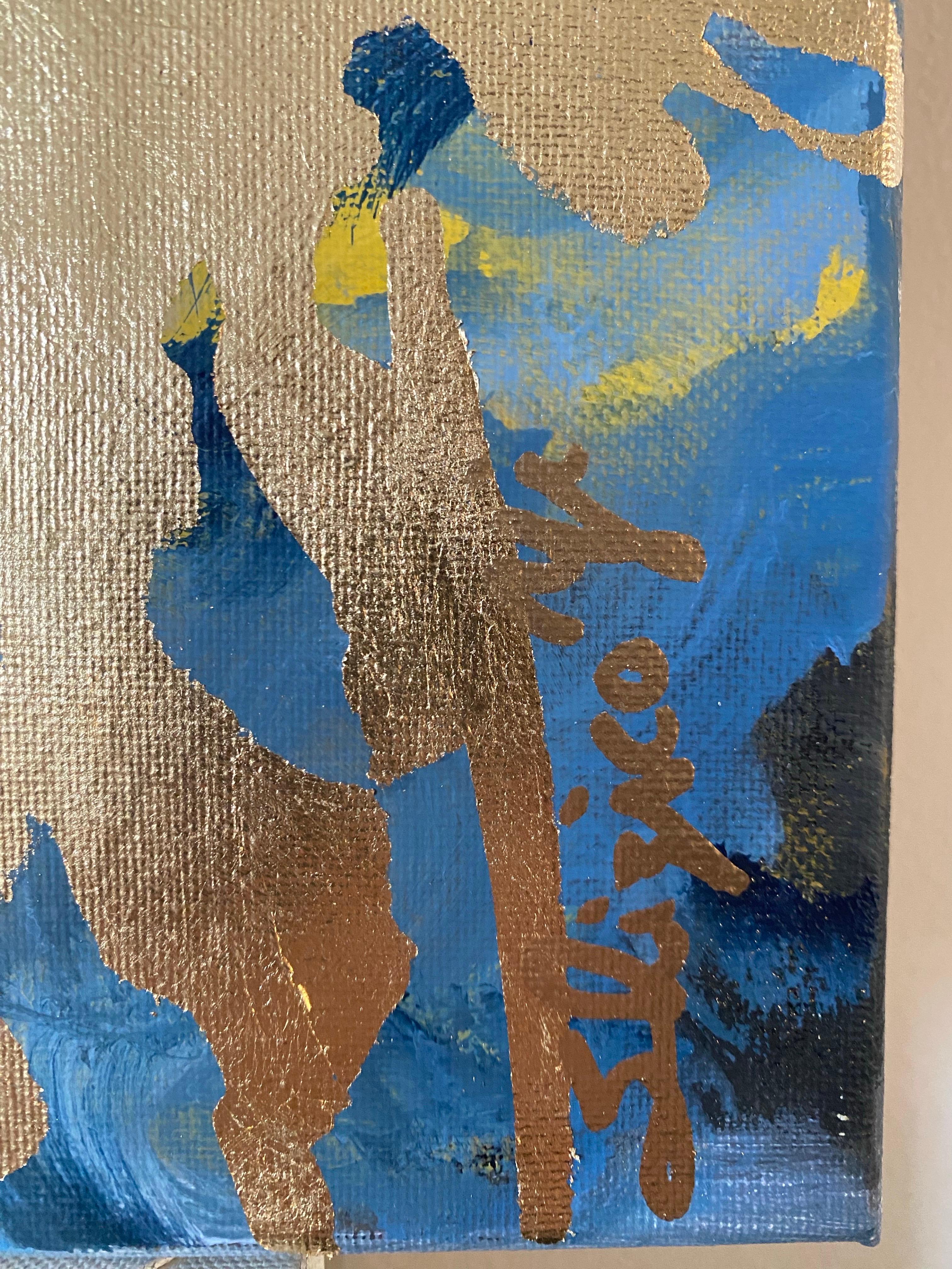 Trittico originale Memorie di paesaggio-Foglia d'oro con olio-Artista britannico premiato in vendita 8