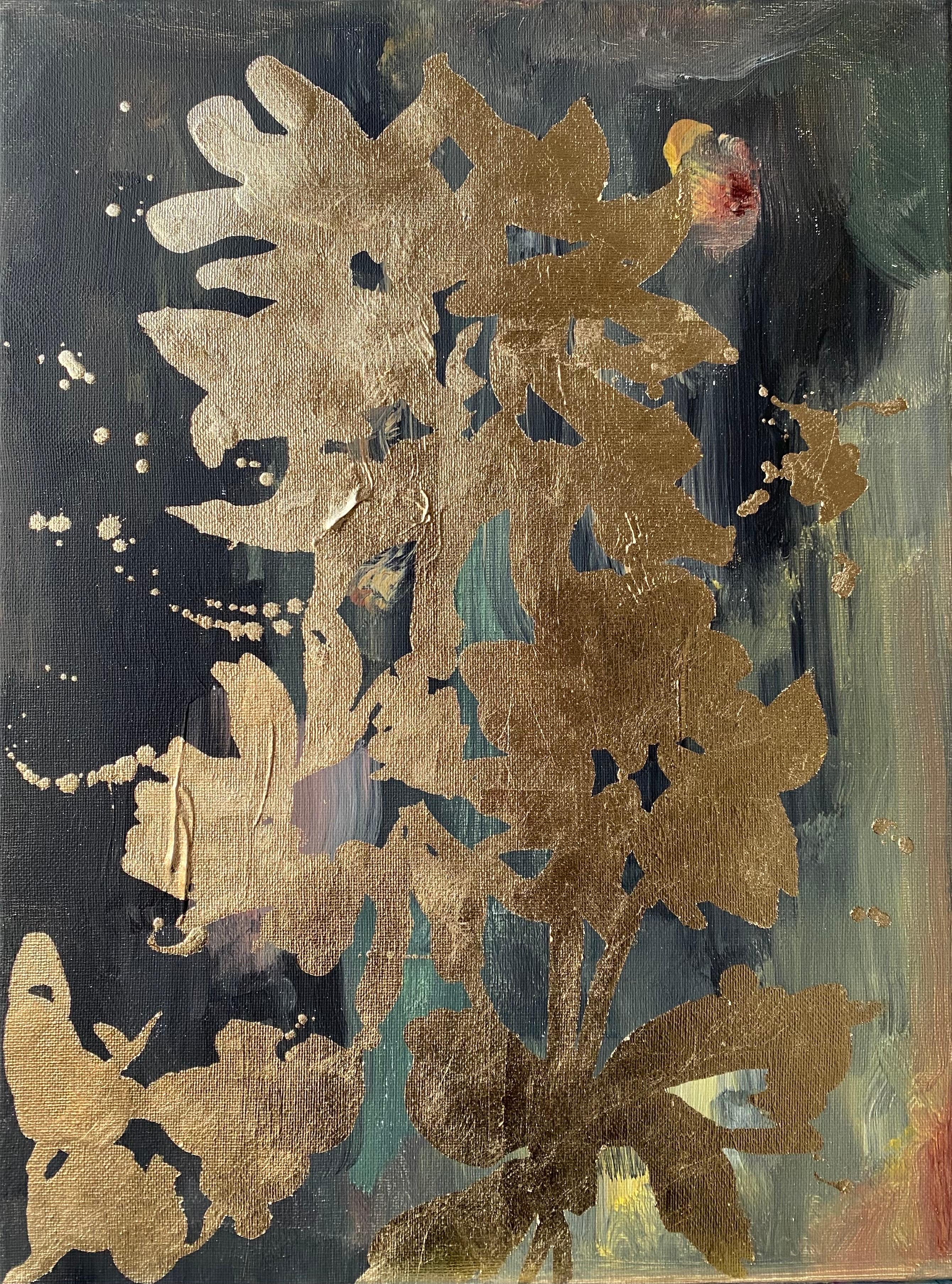 Trittico originale Memorie di paesaggio-Foglia d'oro con olio-Artista britannico premiato in vendita 2