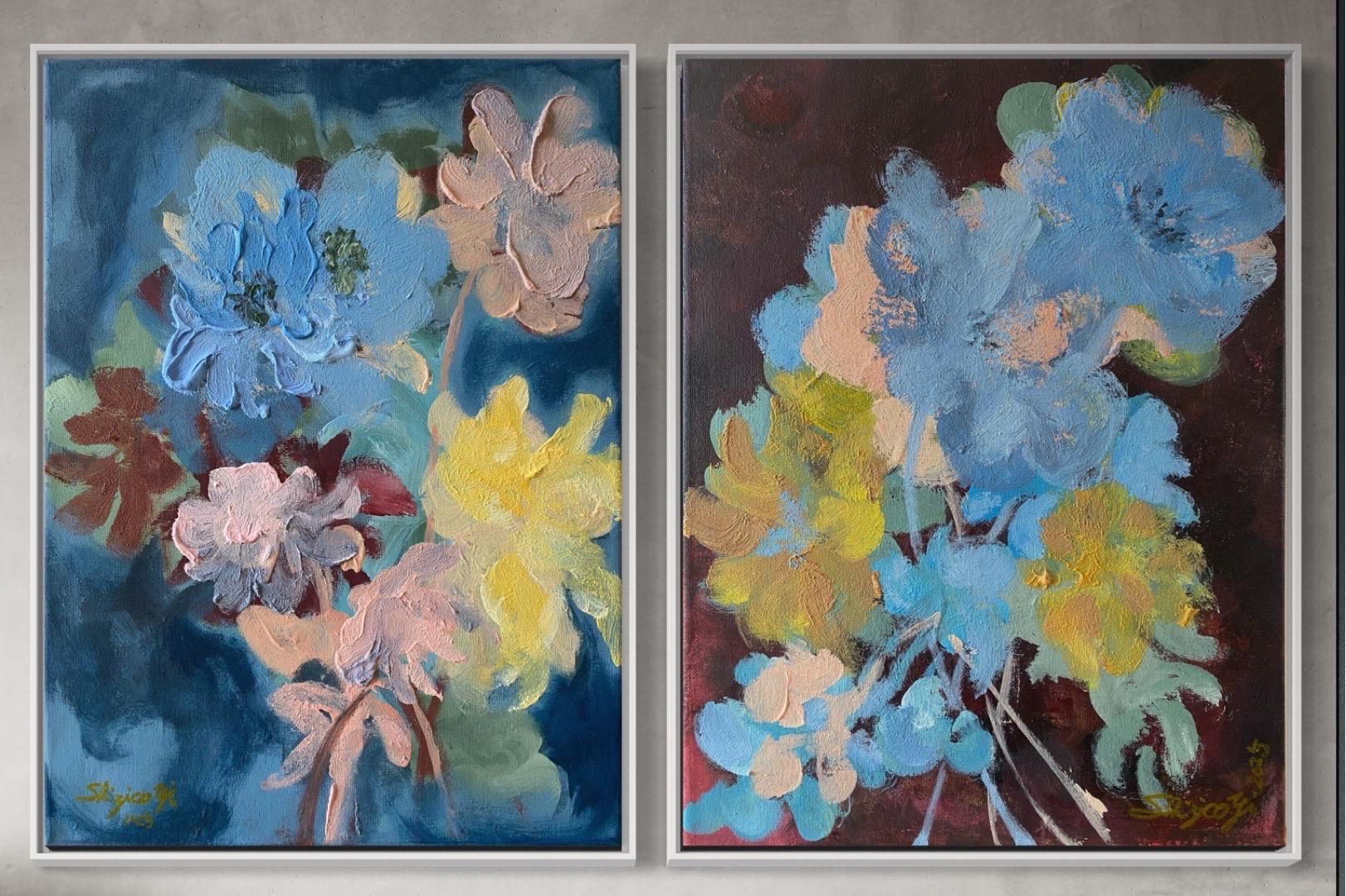 Díptico original-Impasto-Serie Jardín de Invierno-Artista británico galardonado-Impresión 2