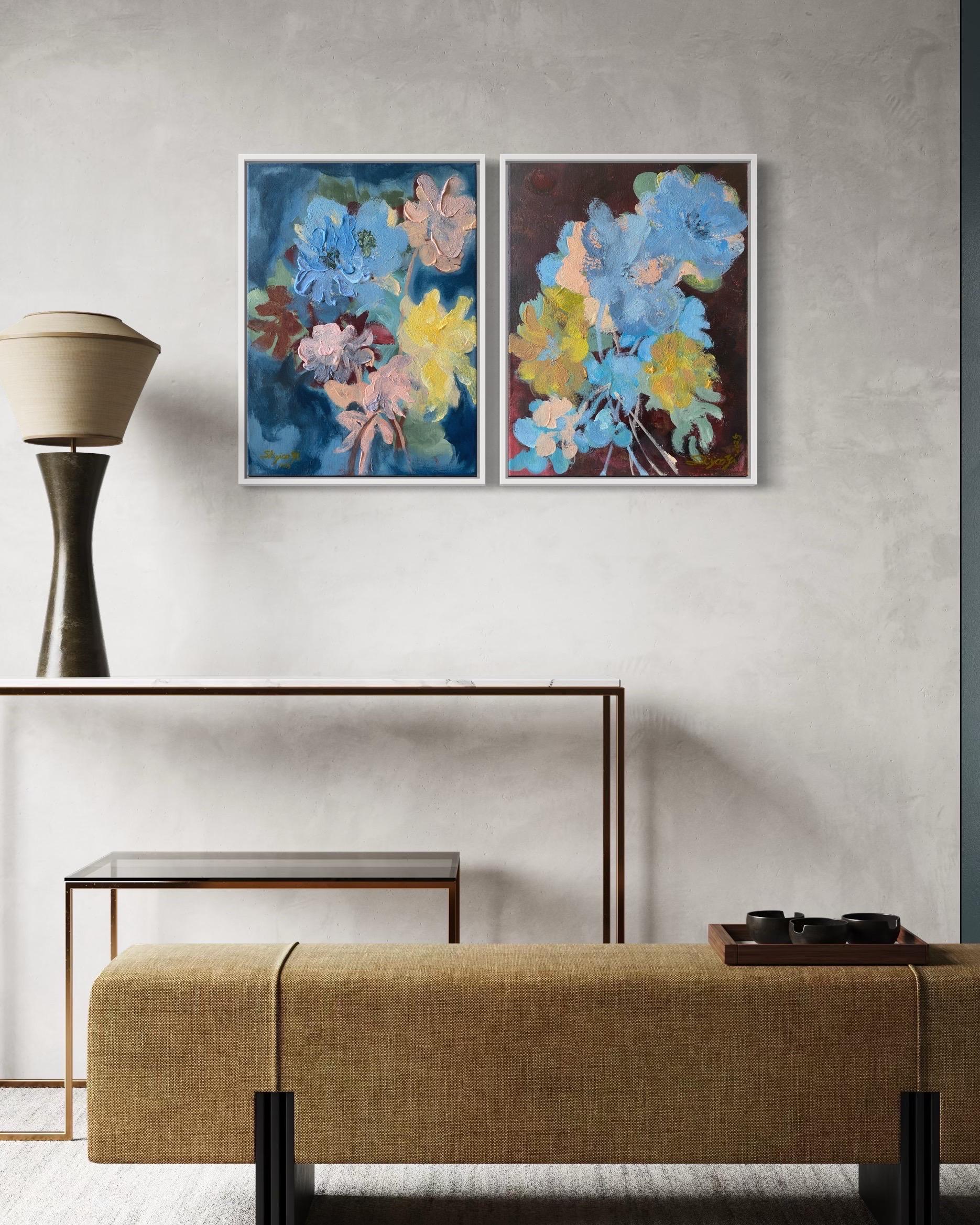 Díptico original-Impasto-Serie Jardín de Invierno-Artista británico galardonado-Impresión - Painting de Shizico Yi