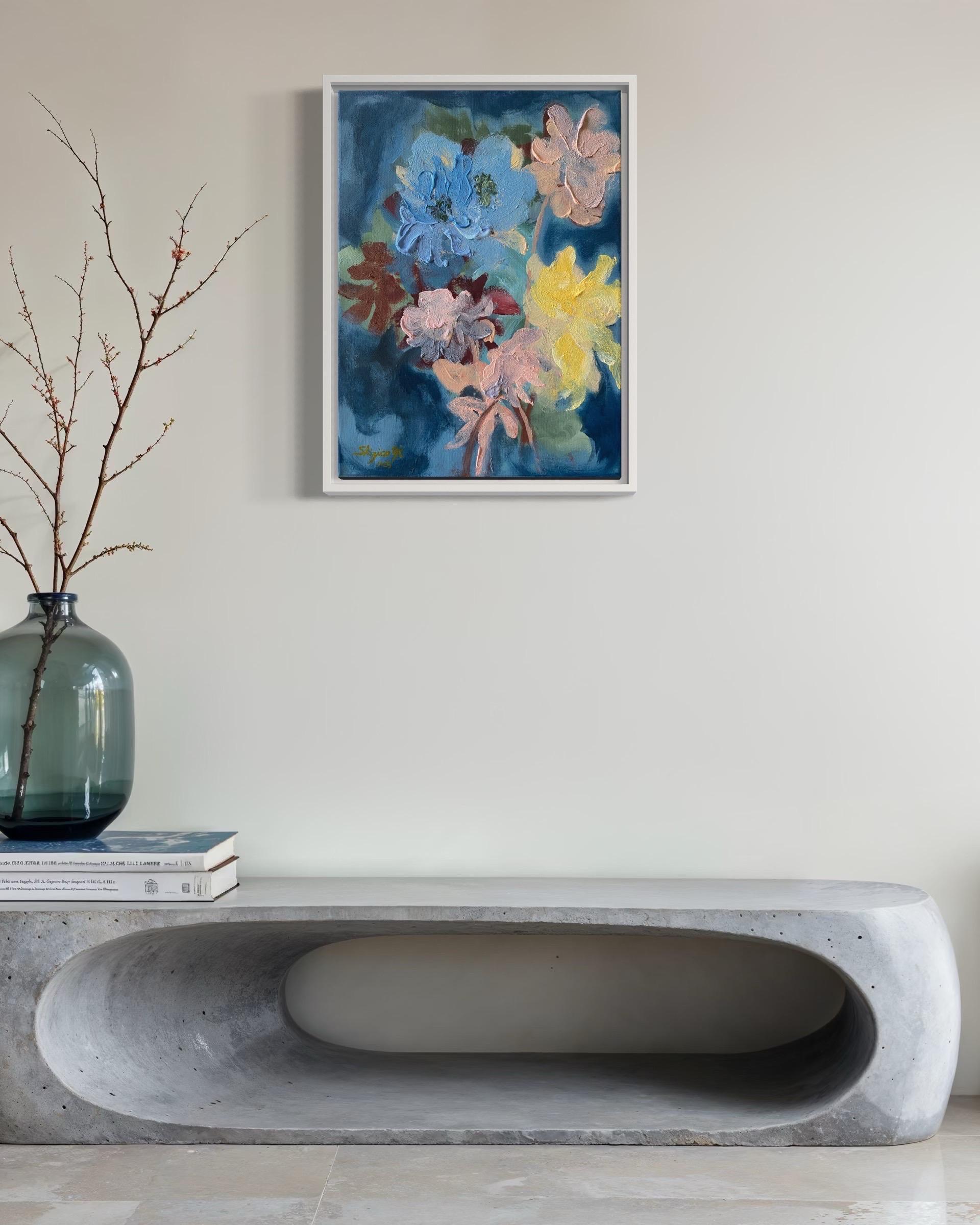 Díptico original-Impasto-Serie Jardín de Invierno-Artista británico galardonado-Impresión - Landscape Painting Gris de Shizico Yi