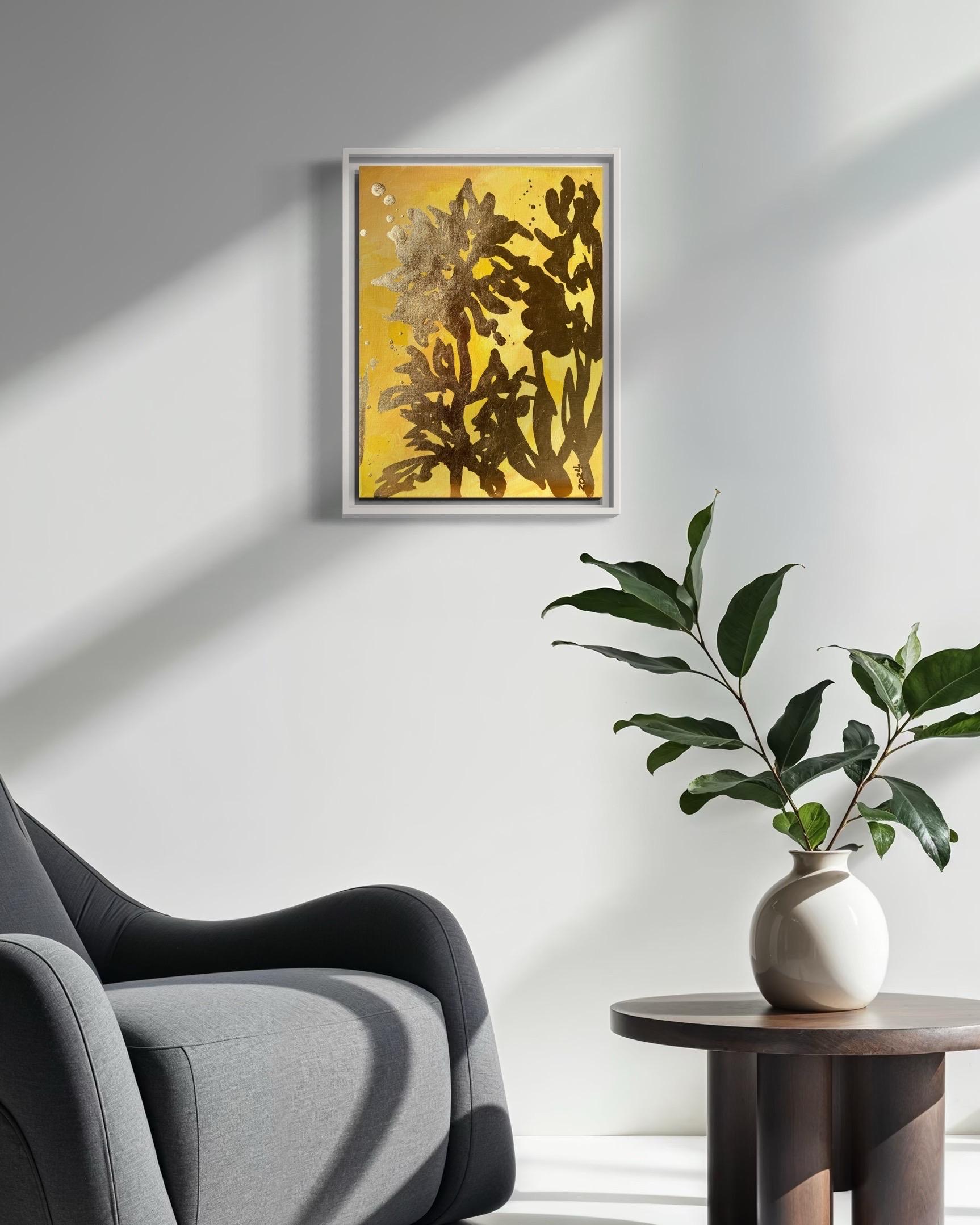 Set originale di 6 Ricordi di paesaggio-Foglia d'oro con olio-Artista britannico premiato in vendita 1