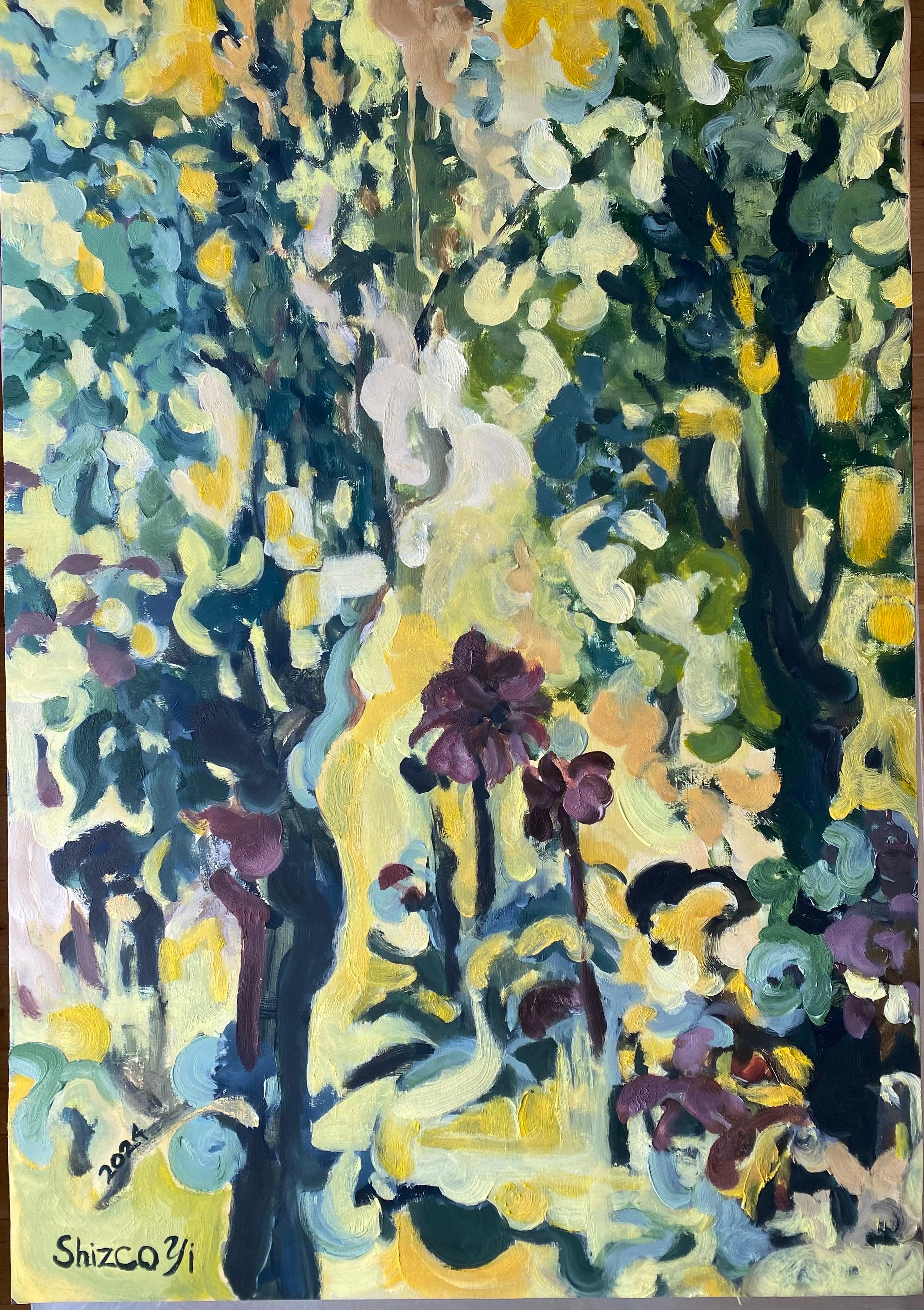 Hand-Painted Limited Edition #2-Lime Trees in Yellow-British Awarded Artist For Sale 15