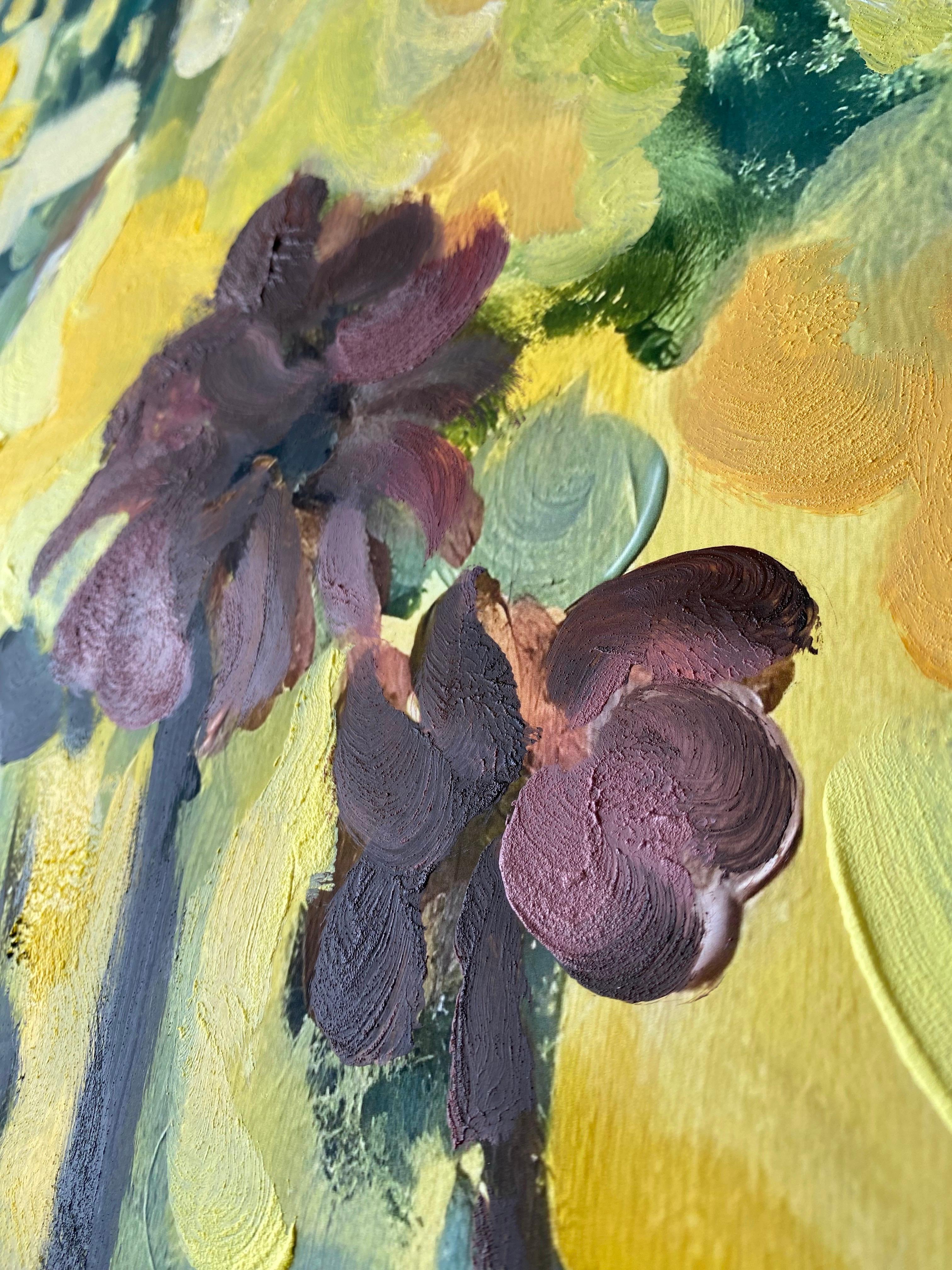 Hand-Painted Limited Edition #2-Lime Trees in Yellow-British Awarded Artist - Gray Abstract Painting by Shizico Yi