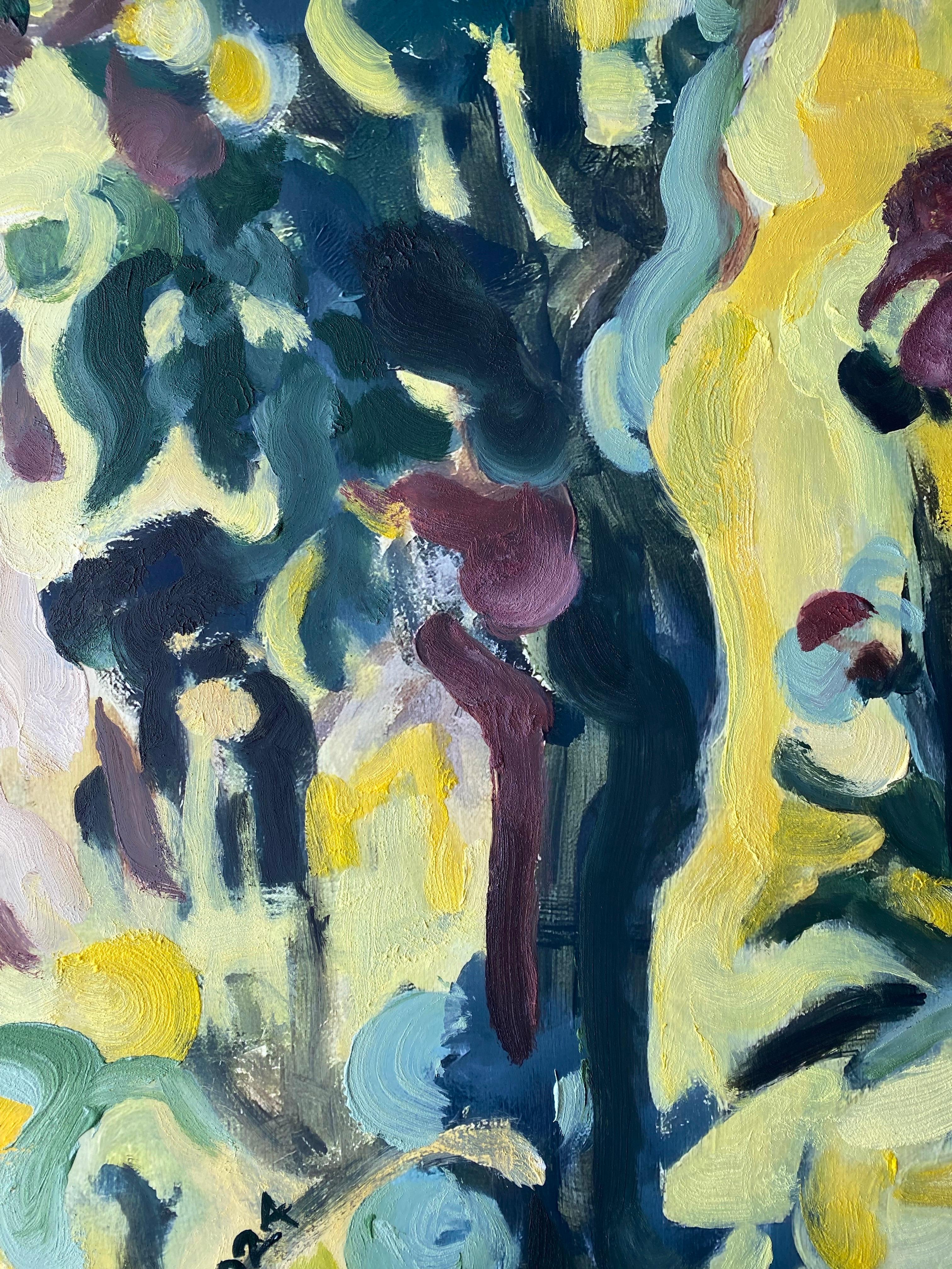 Hand-Painted Limited Edition #2-Lime Trees in Yellow-British Awarded Artist For Sale 14