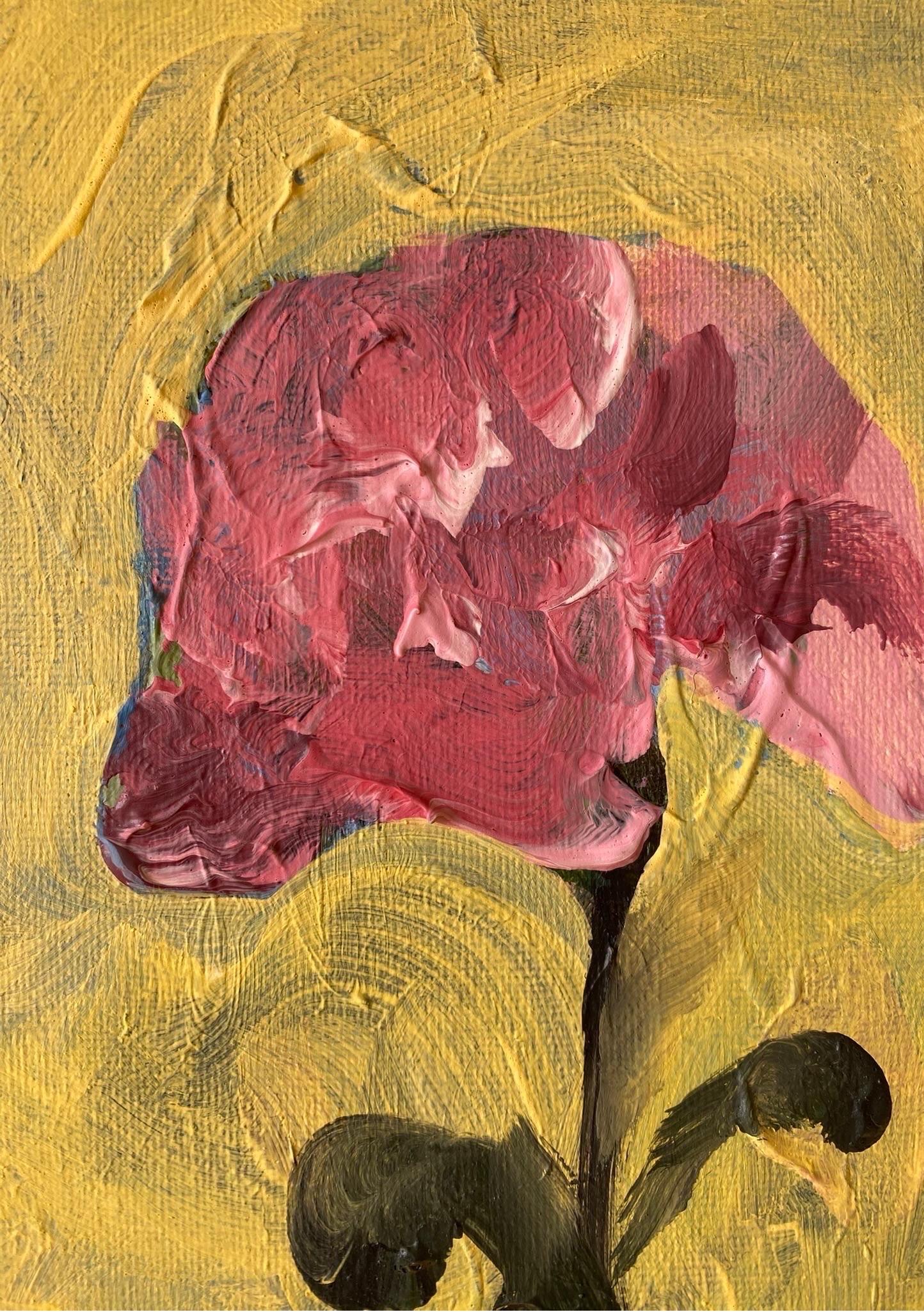 Prova d'artista dipinta a mano di grandi dimensioni-Colazione con gatto-Artista britannico premiato-rosa in vendita 6