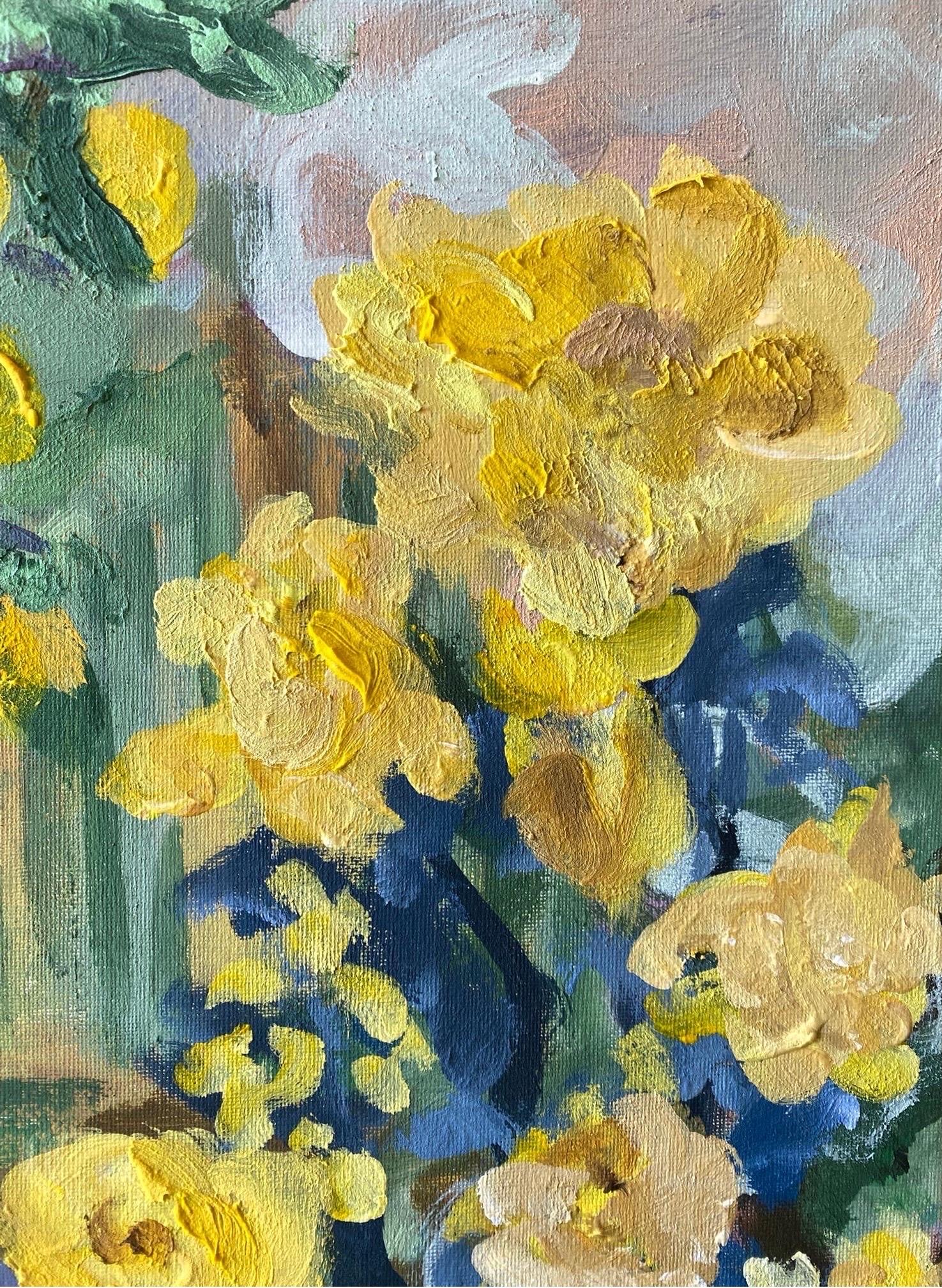 Hand painted Artist Proof-Lemon Rose Cottage-British Awarded Artist-Large OneOff - Brown Abstract Print by Shizico Yi